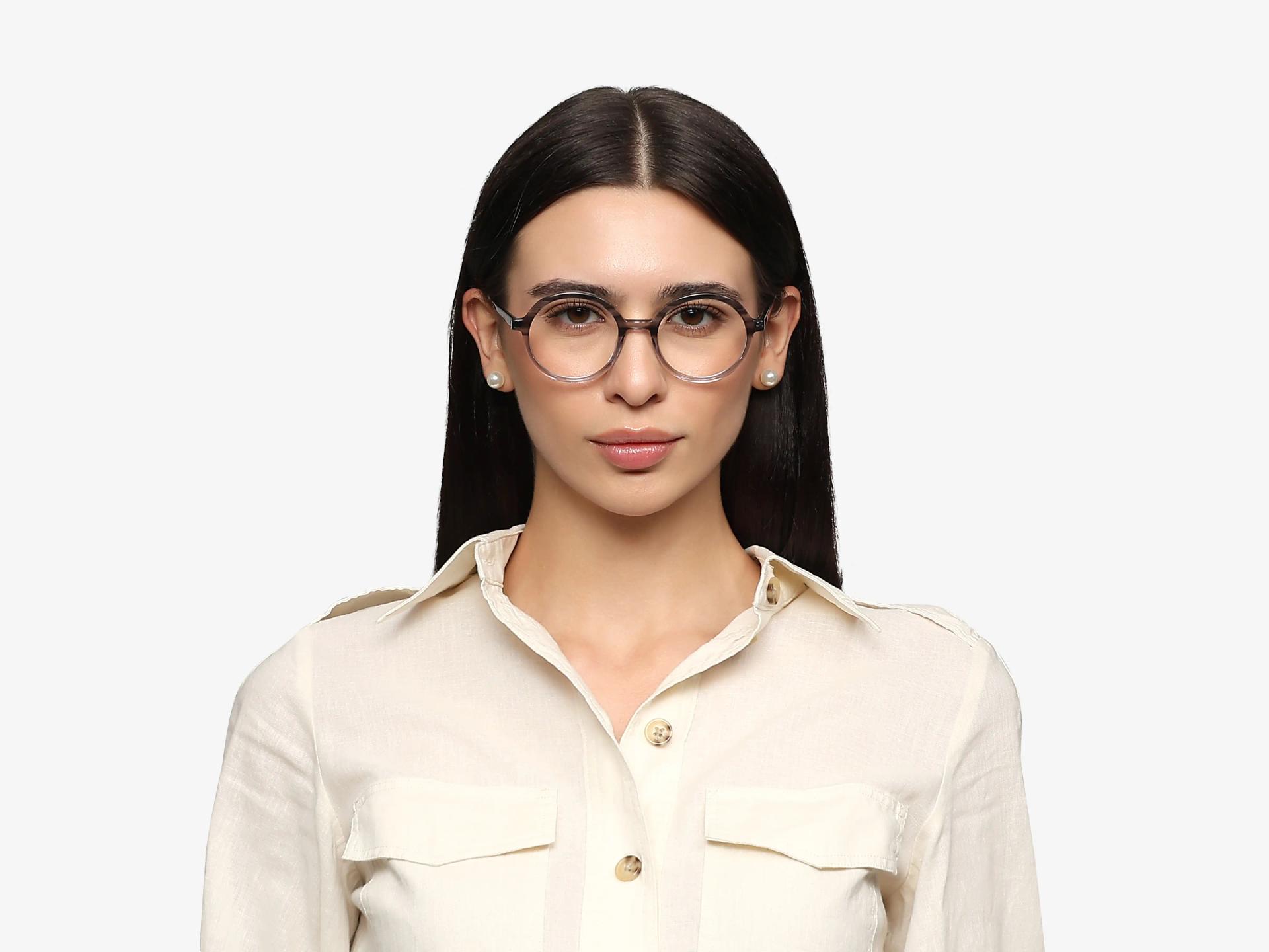 Crystal Grey Marble Acetate Round Full-Rim Glasses