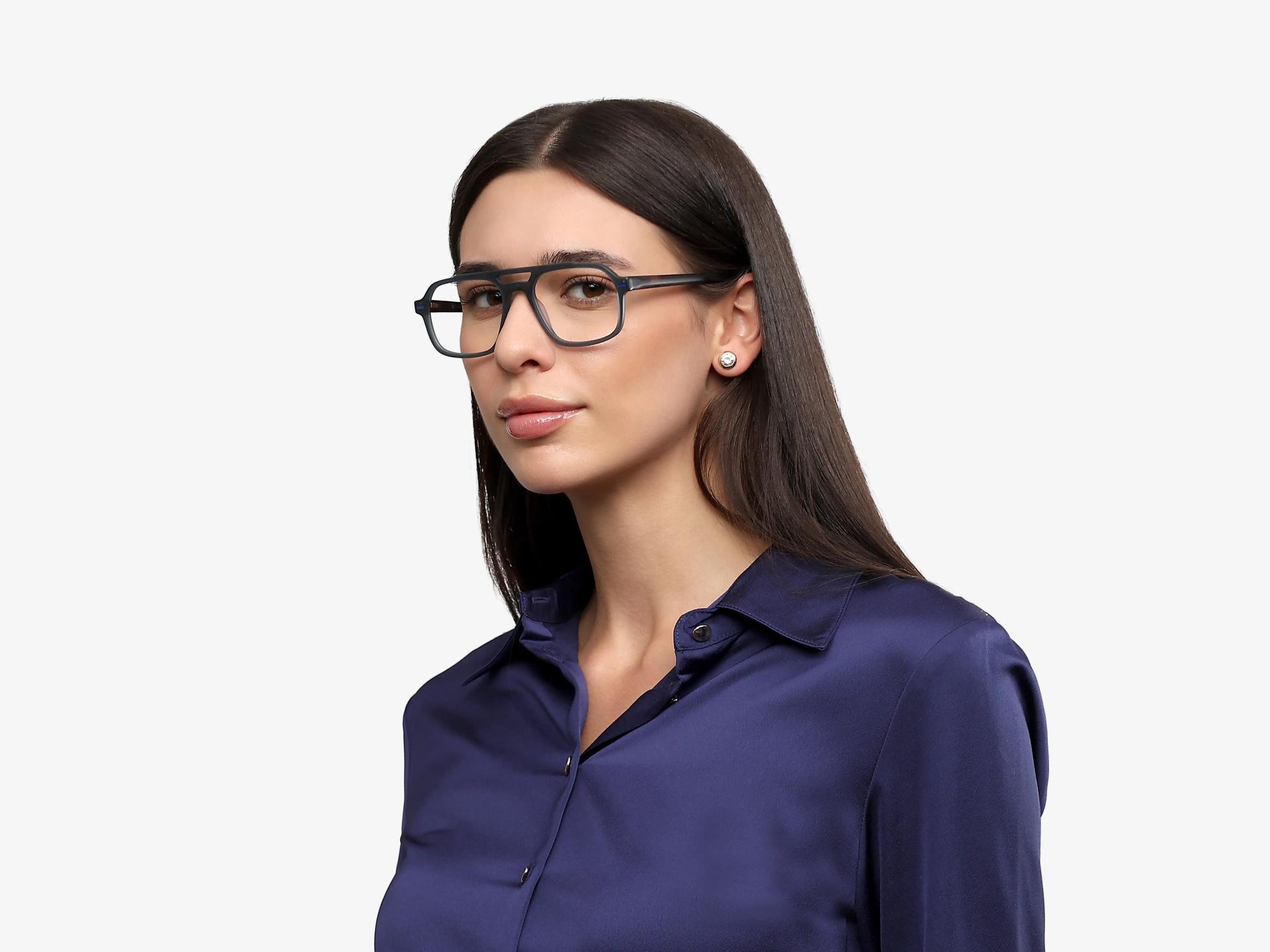 Translucent Grey Pilot Fullrim Double Bridge Glasses