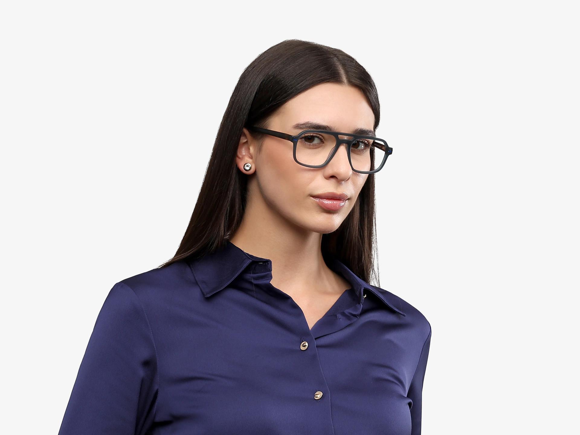 Translucent Grey Pilot Fullrim Double Bridge Glasses