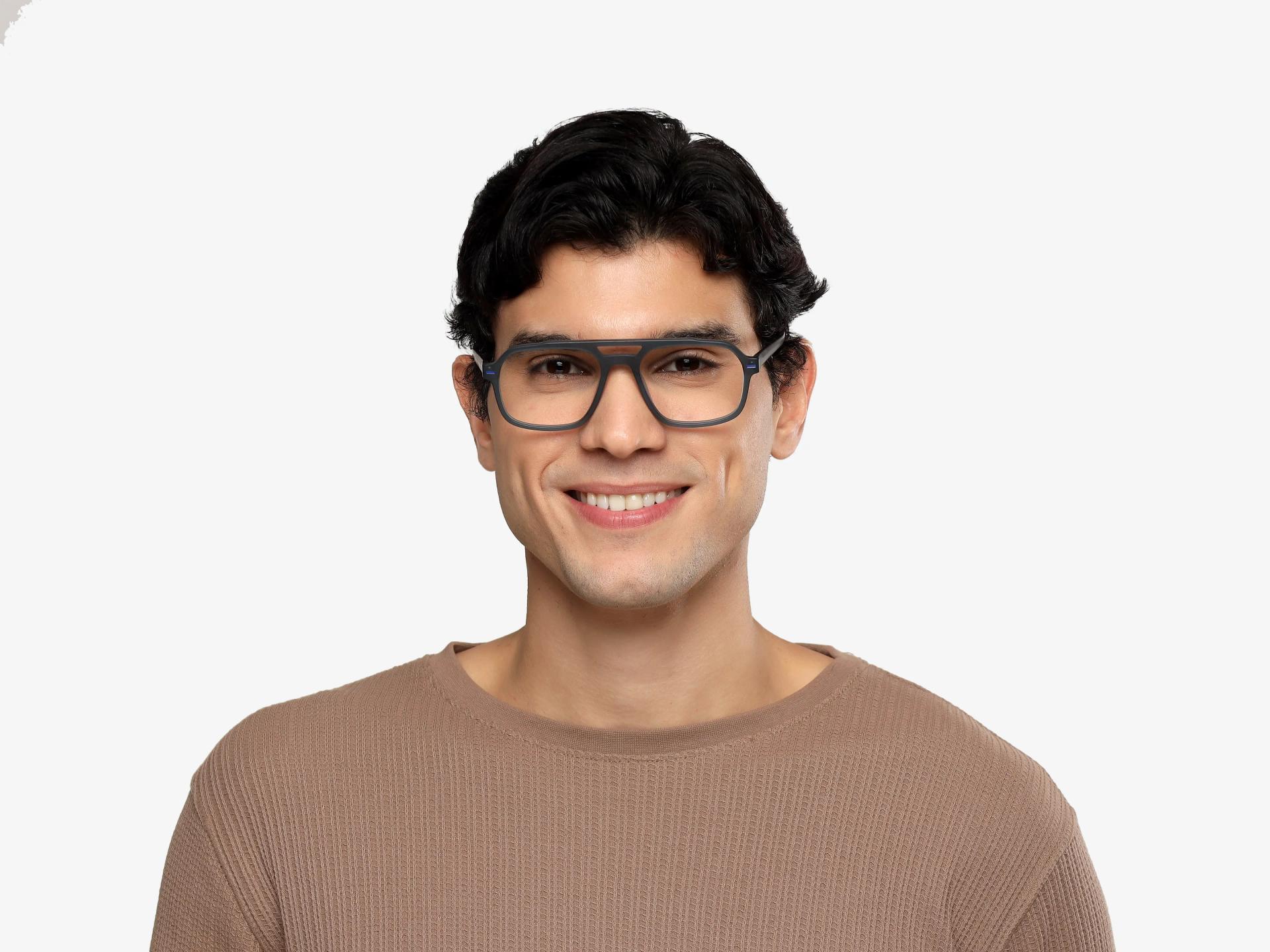 Translucent Grey Pilot Fullrim Double Bridge Glasses