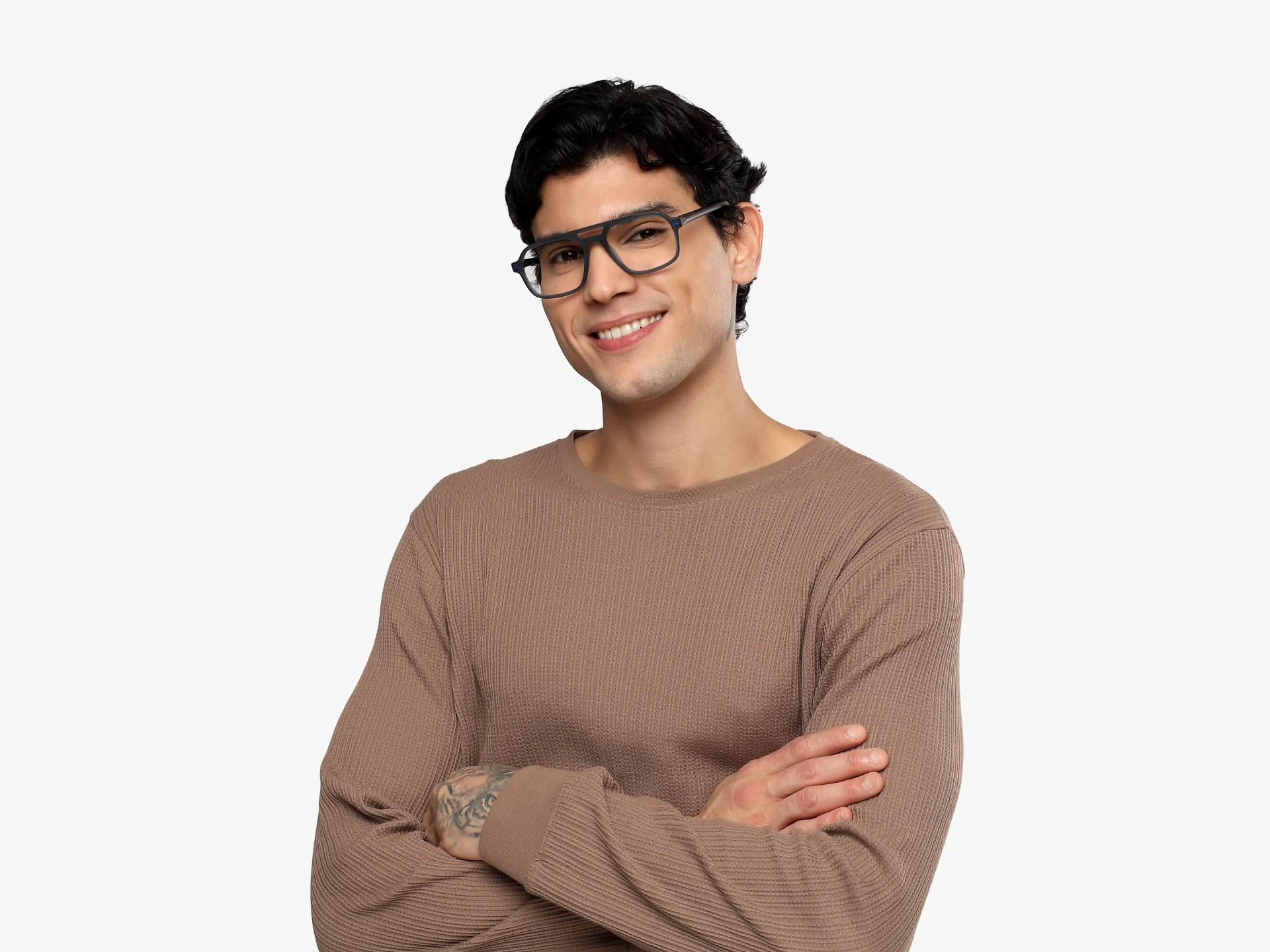 Translucent Grey Pilot Fullrim Double Bridge Glasses