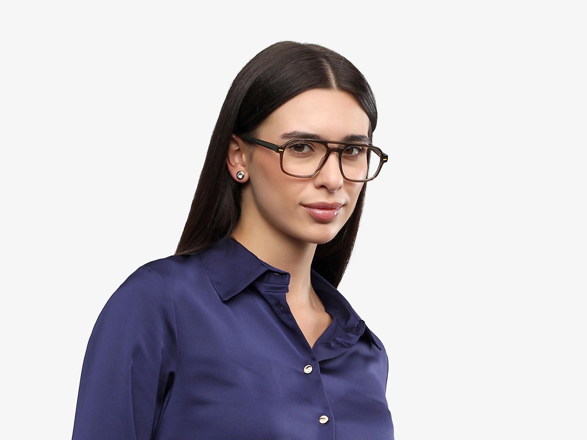 Crystal Green Pilot Fullrim Double Bridge Glasses-1