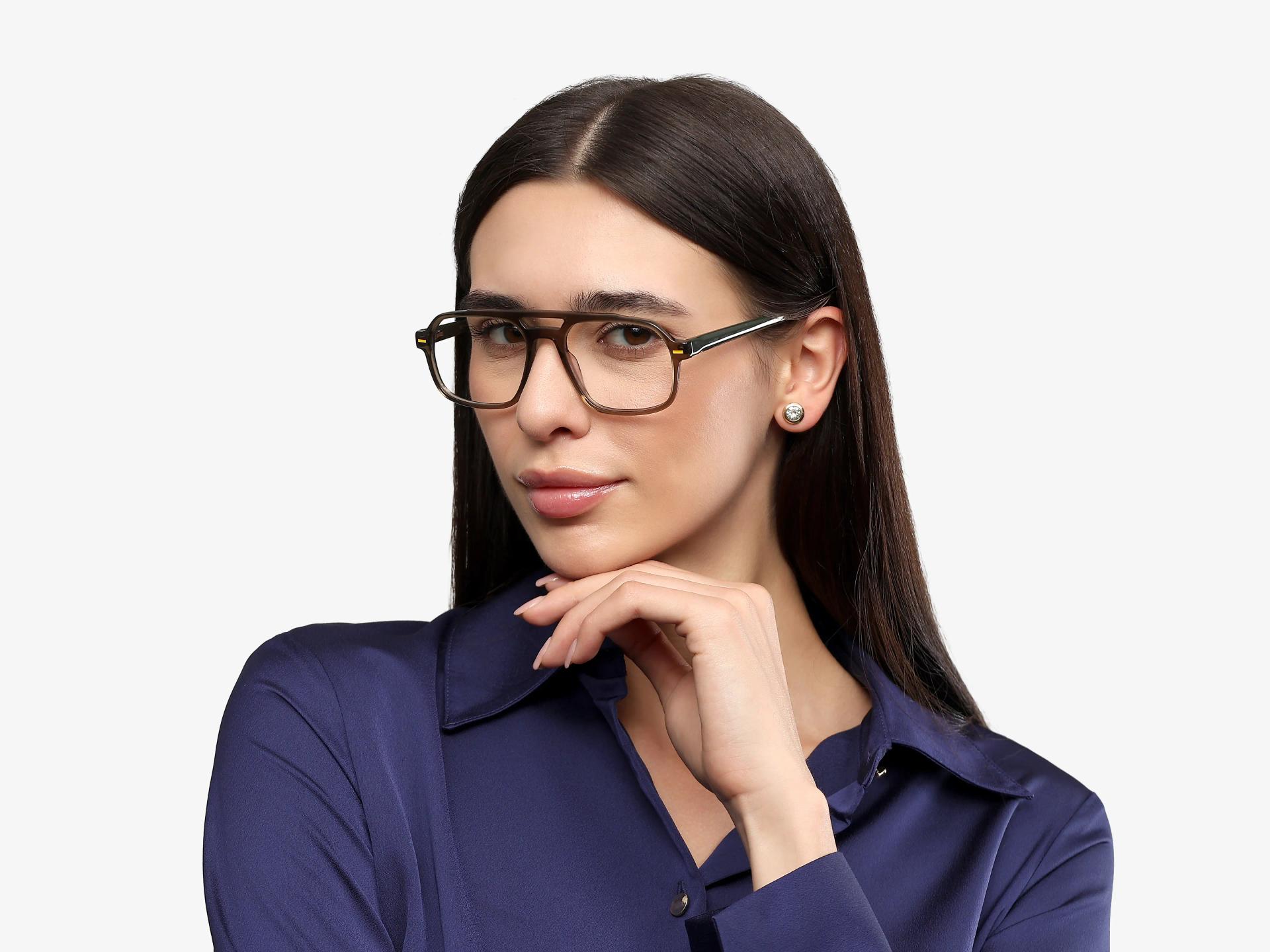 Crystal Green Pilot Fullrim Double Bridge Glasses-1