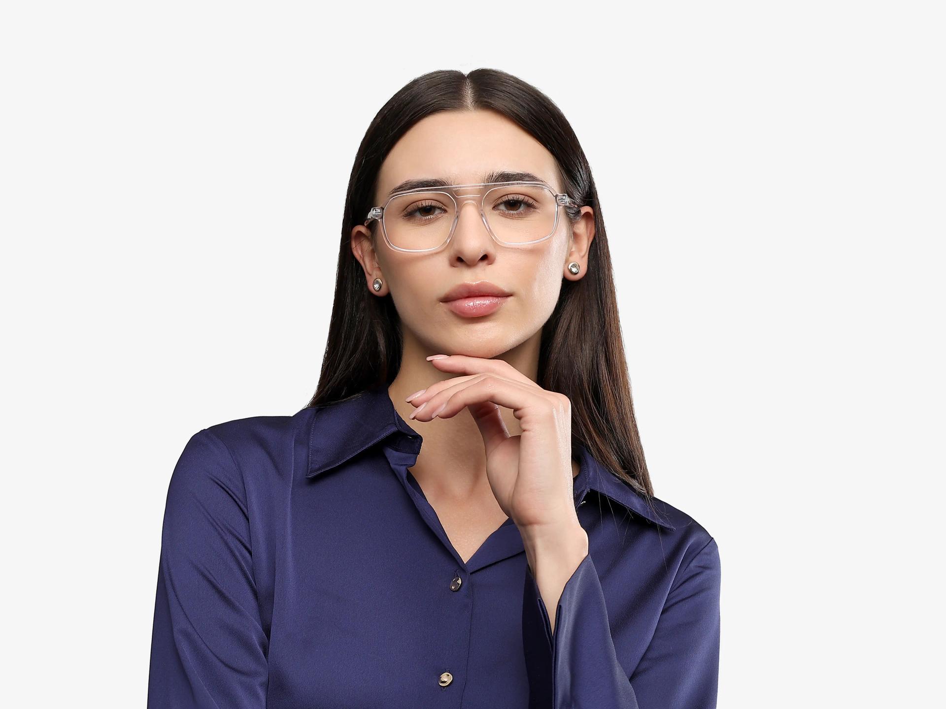 Crystal Clear Pilot Fullrim Double Bridge Glasses