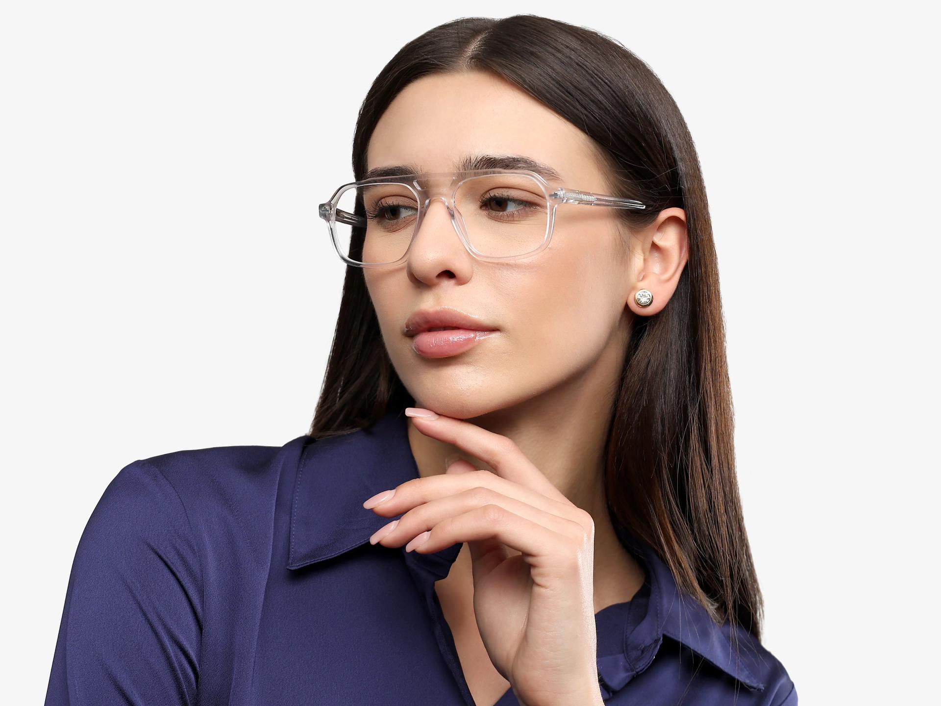 Crystal Clear Pilot Fullrim Double Bridge Glasses