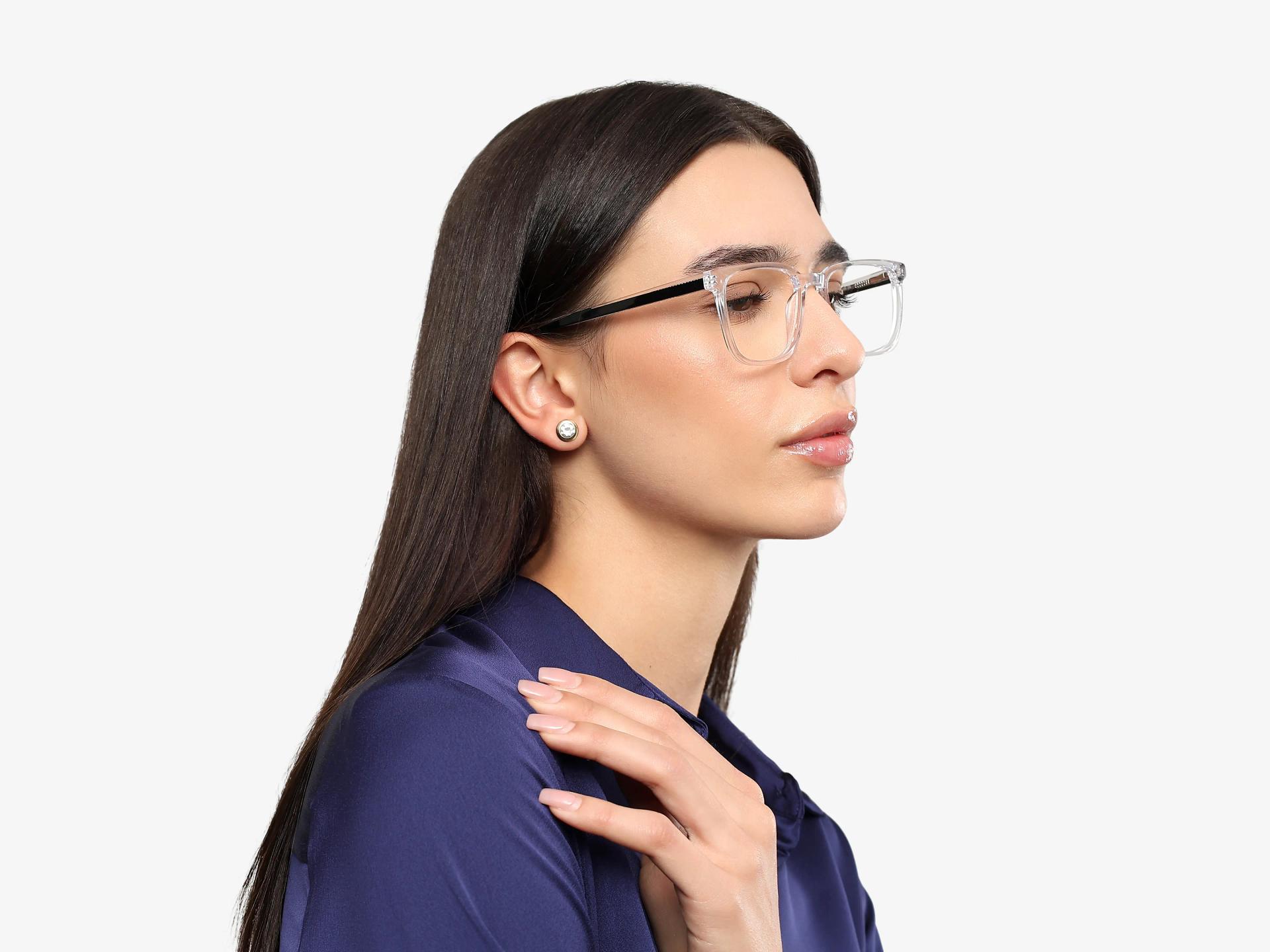 Crystal Clear Square Glasses With Spring Hinge