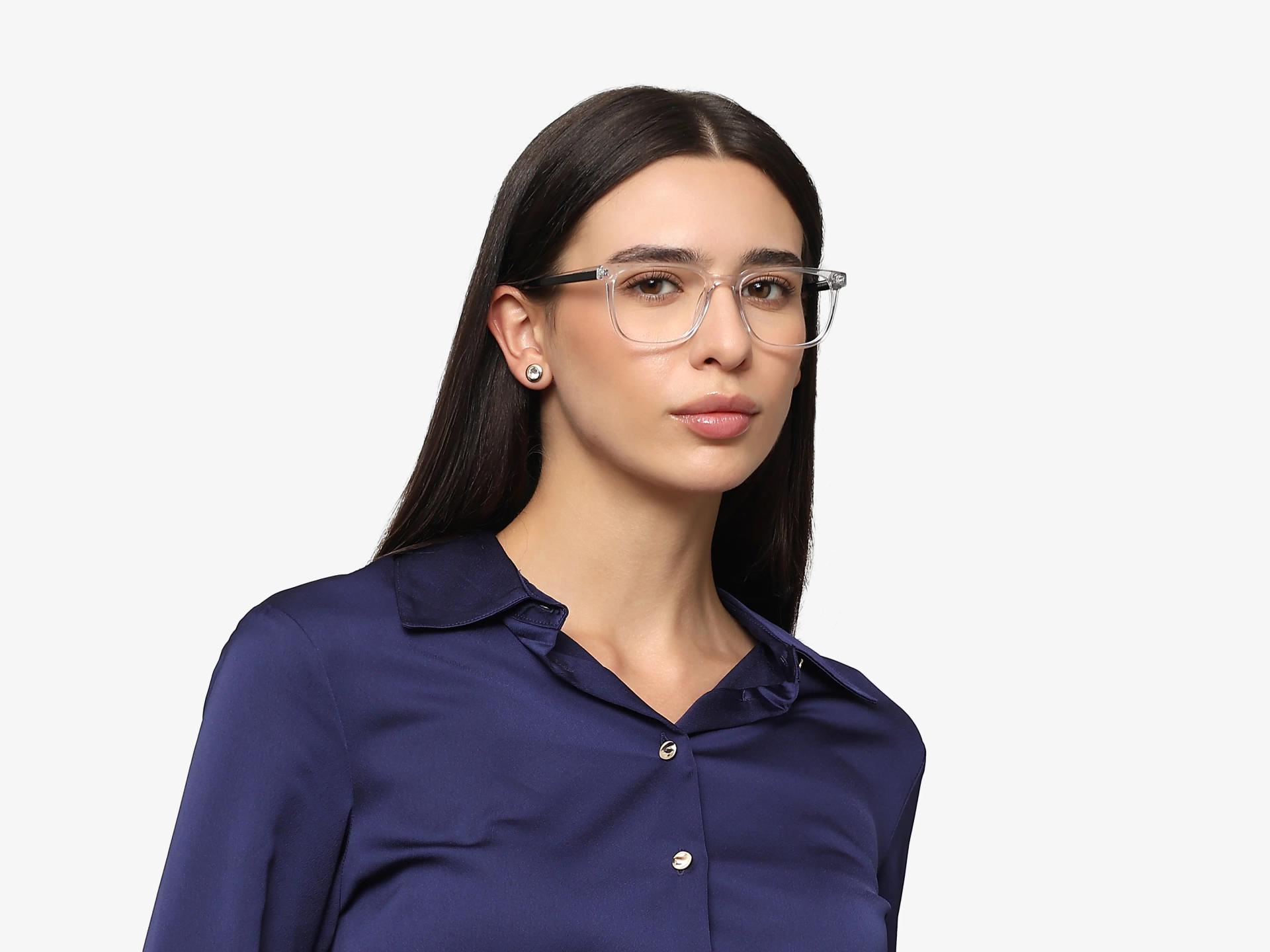 Crystal Clear Square Glasses With Spring Hinge
