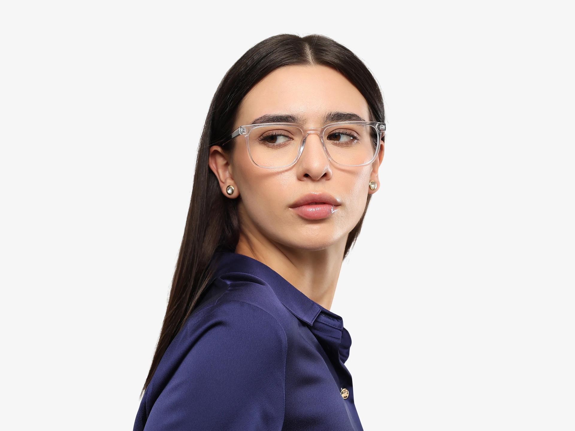 Crystal Clear Square Glasses With Spring Hinge