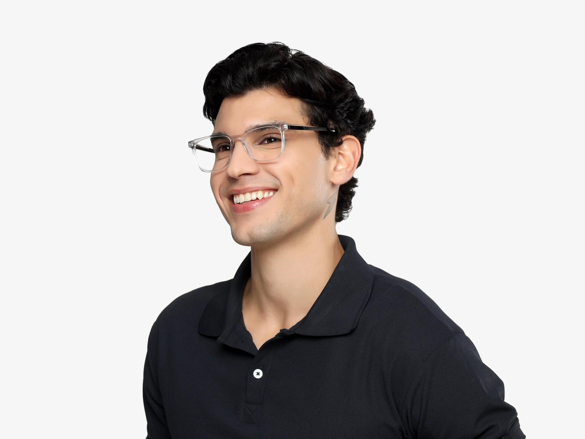 Crystal Clear Square Glasses With Spring Hinge