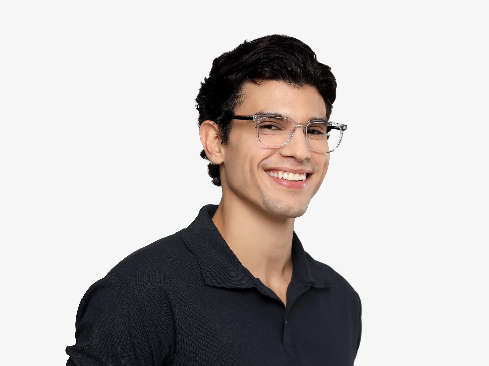 Crystal Clear Square Glasses With Spring Hinge