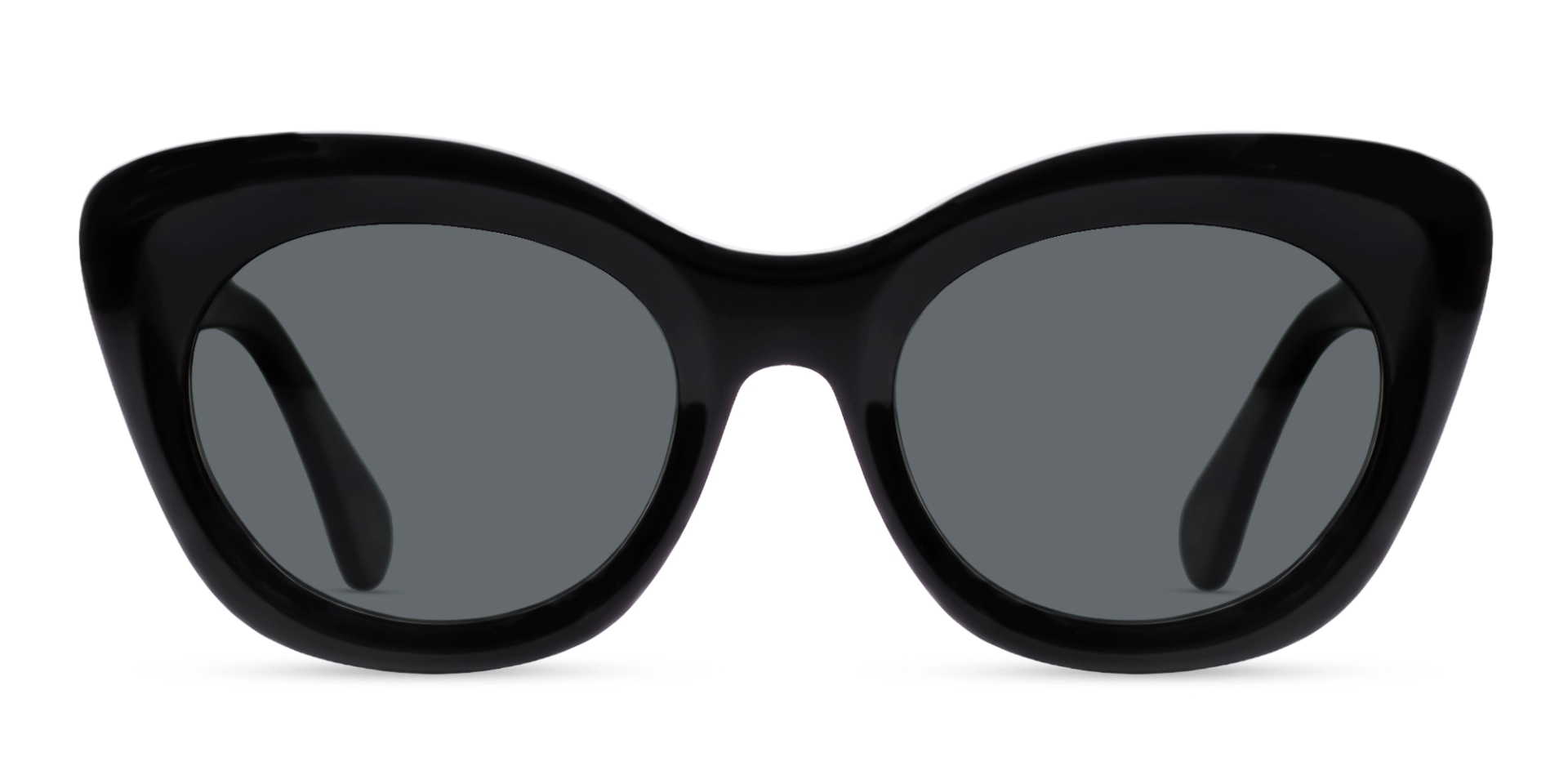 Black Oversized Cat-Eye Frame With Grey Tint Sunglasses
