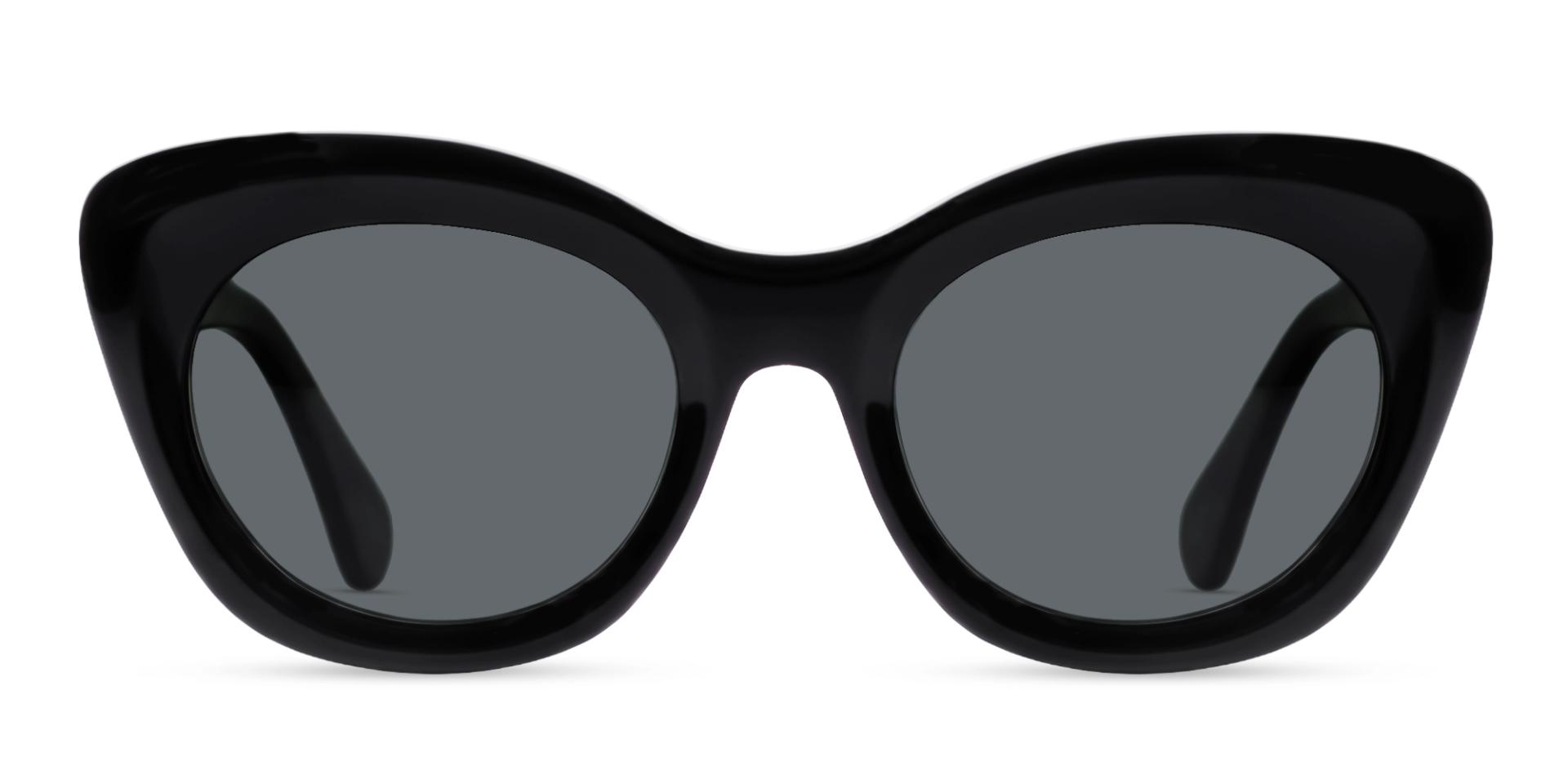 Black Oversized Cat-Eye Frame With Grey Tint Sunglasses