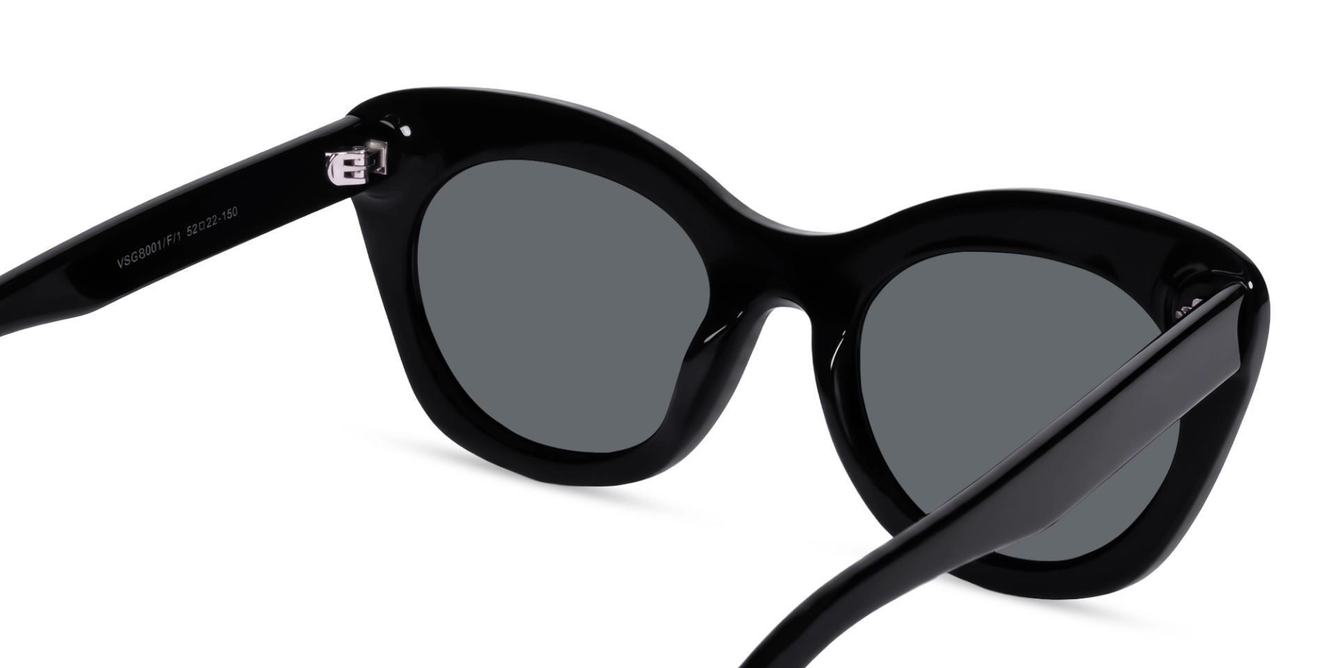 Black Oversized Cat-Eye Frame With Grey Tint Sunglasses