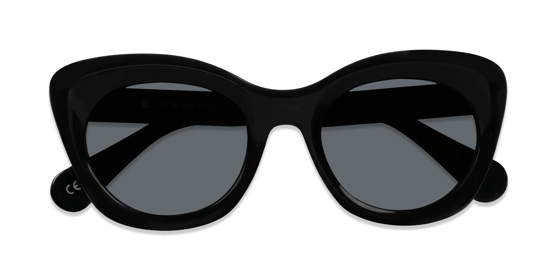 Black Oversized Cat-Eye Frame With Grey Tint Sunglasses