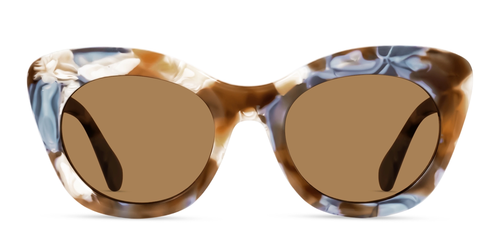 Caramel Marble Cat-Eye Frame With Brown Tint Sunglasses Caramel Marble Cat-Eye Frame With Brown Tint Sunglasses