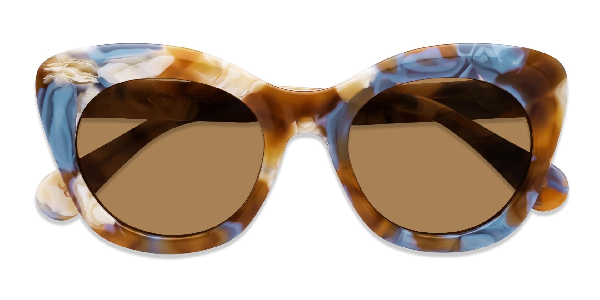 Caramel Marble Cat-Eye Frame With Brown Tint Sunglasses