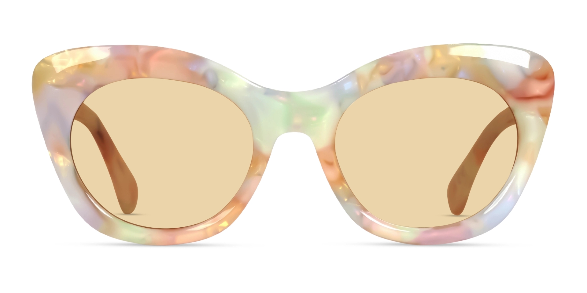 Pearl White Marble Cat-eye Frame With Brown Tint Sunglasses