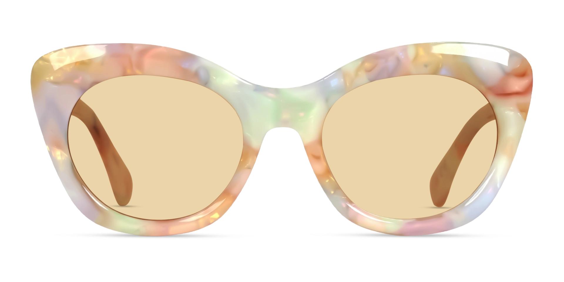 Pearl White Marble Cat-eye Frame With Brown Tint Sunglasses