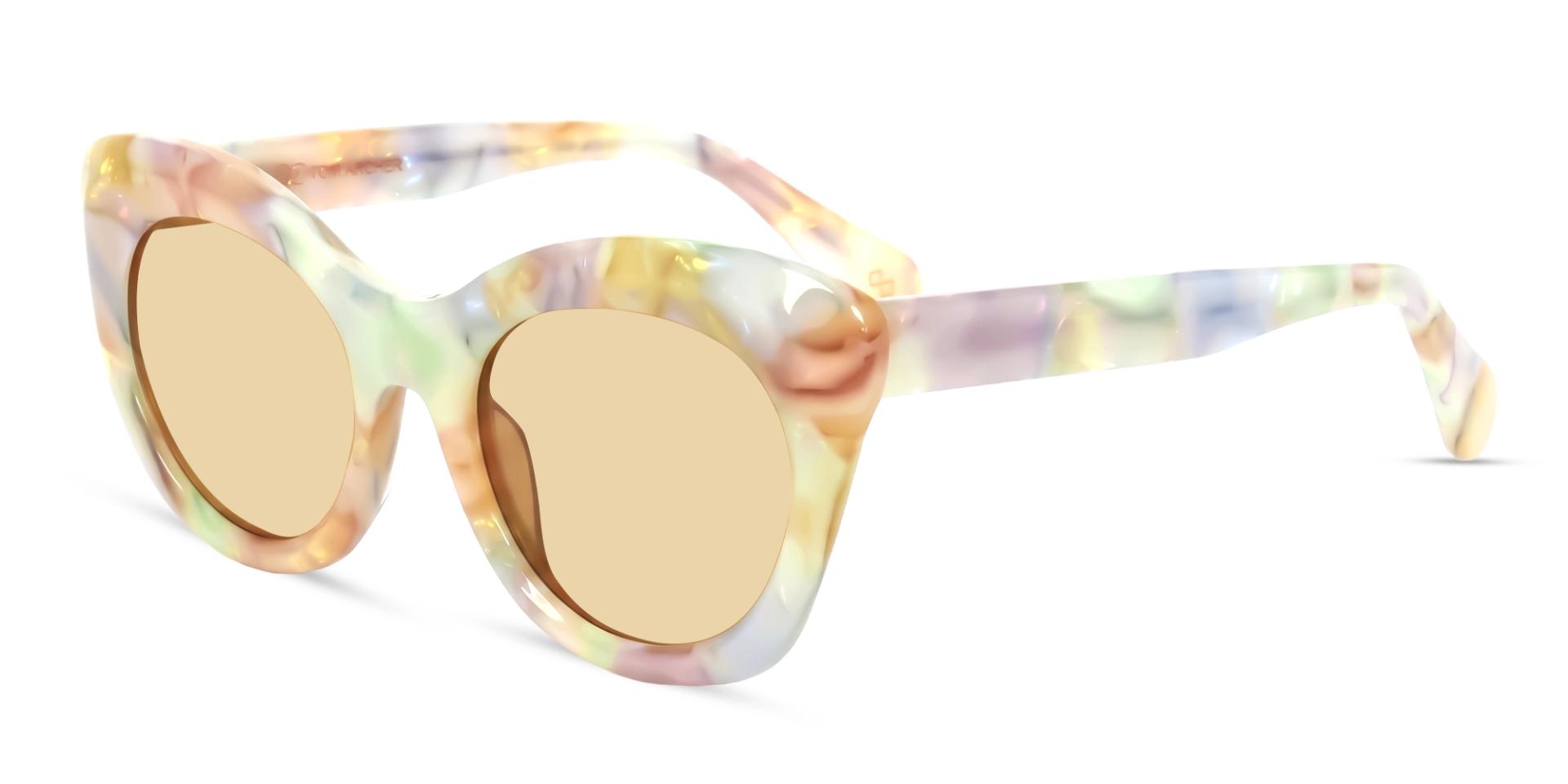 Pearl White Marble Cat-eye Frame With Brown Tint Sunglasses