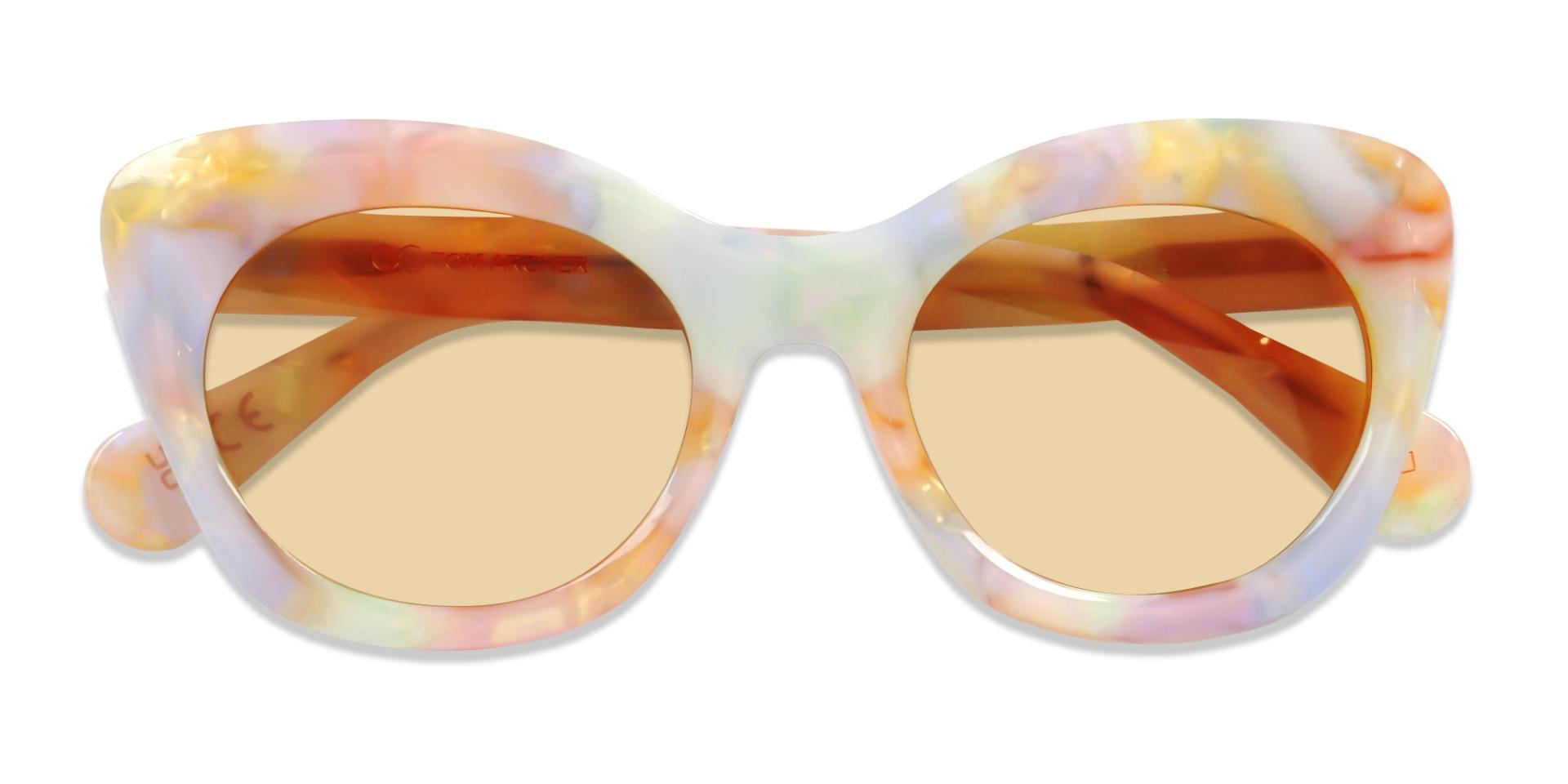 Pearl White Marble Cat-eye Frame With Brown Tint Sunglasses