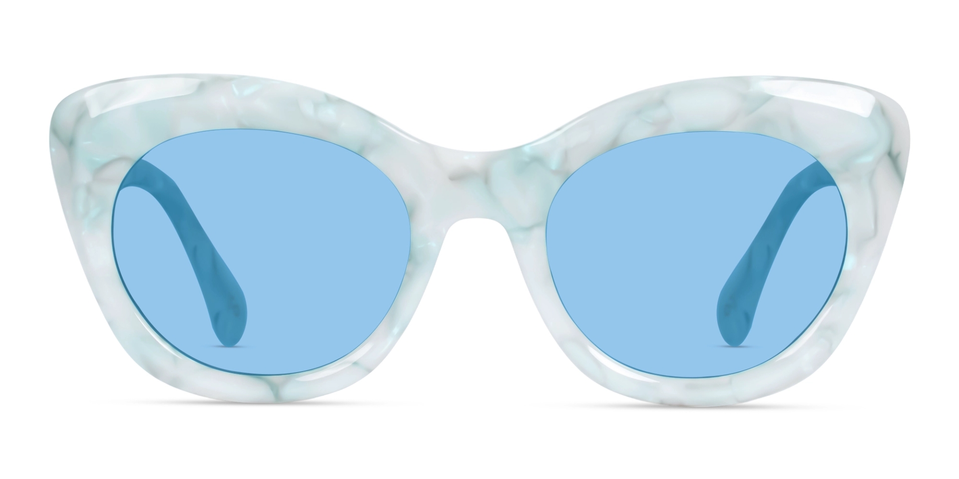 Blue Marble Cat-eye Frame With Blue Tint Sunglasses