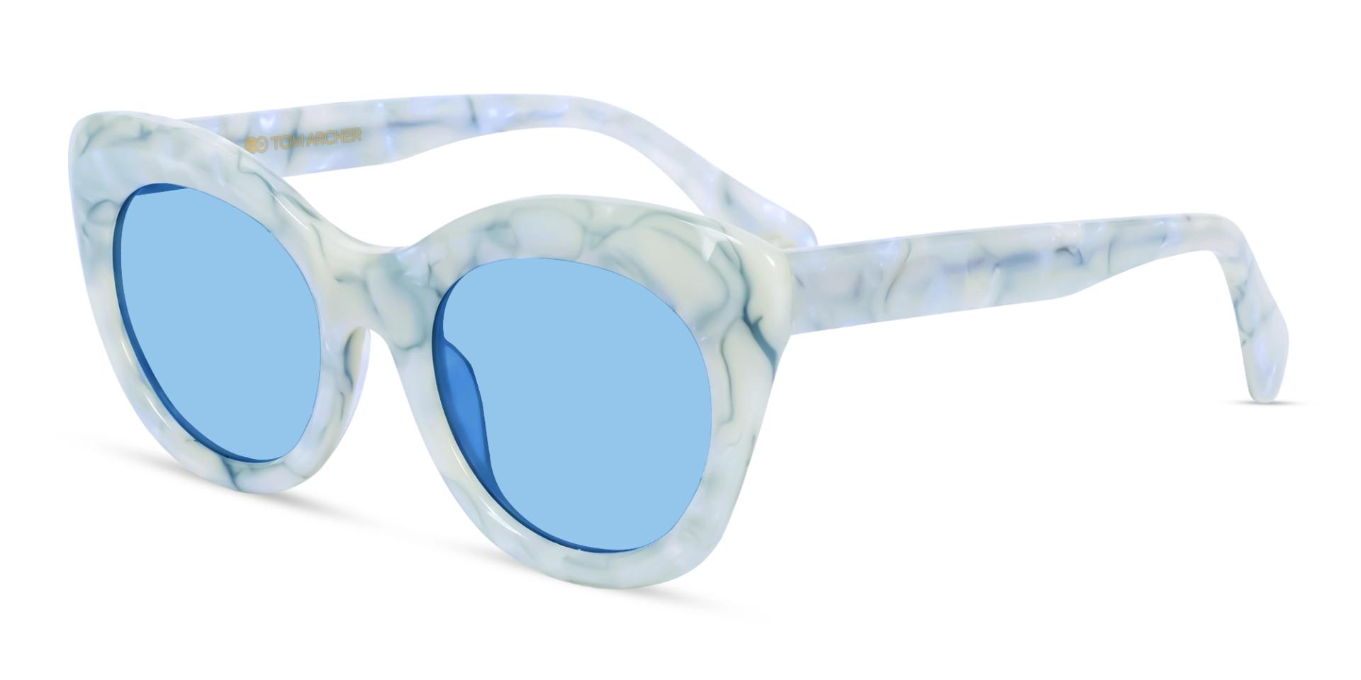 Blue Marble Cat-eye Frame With Blue Tint Sunglasses