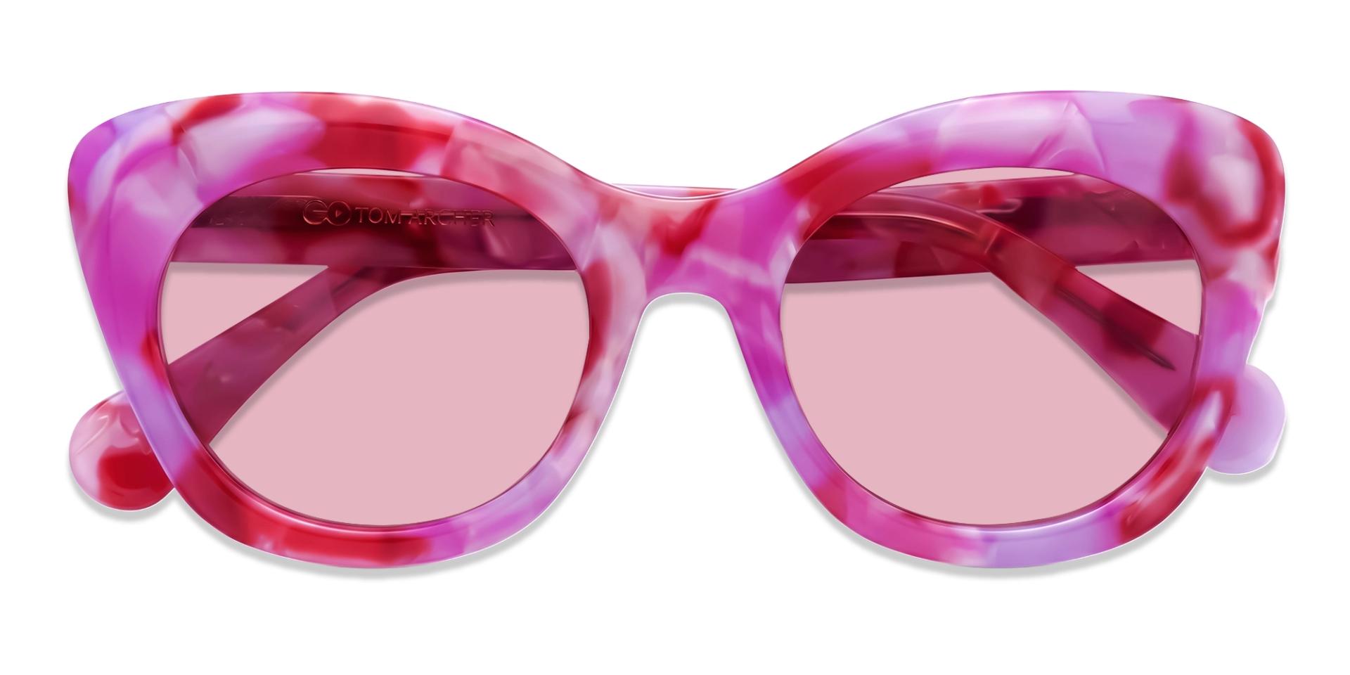 Pink Marble Cat-eye Frame With Pink Tint Sunglasses