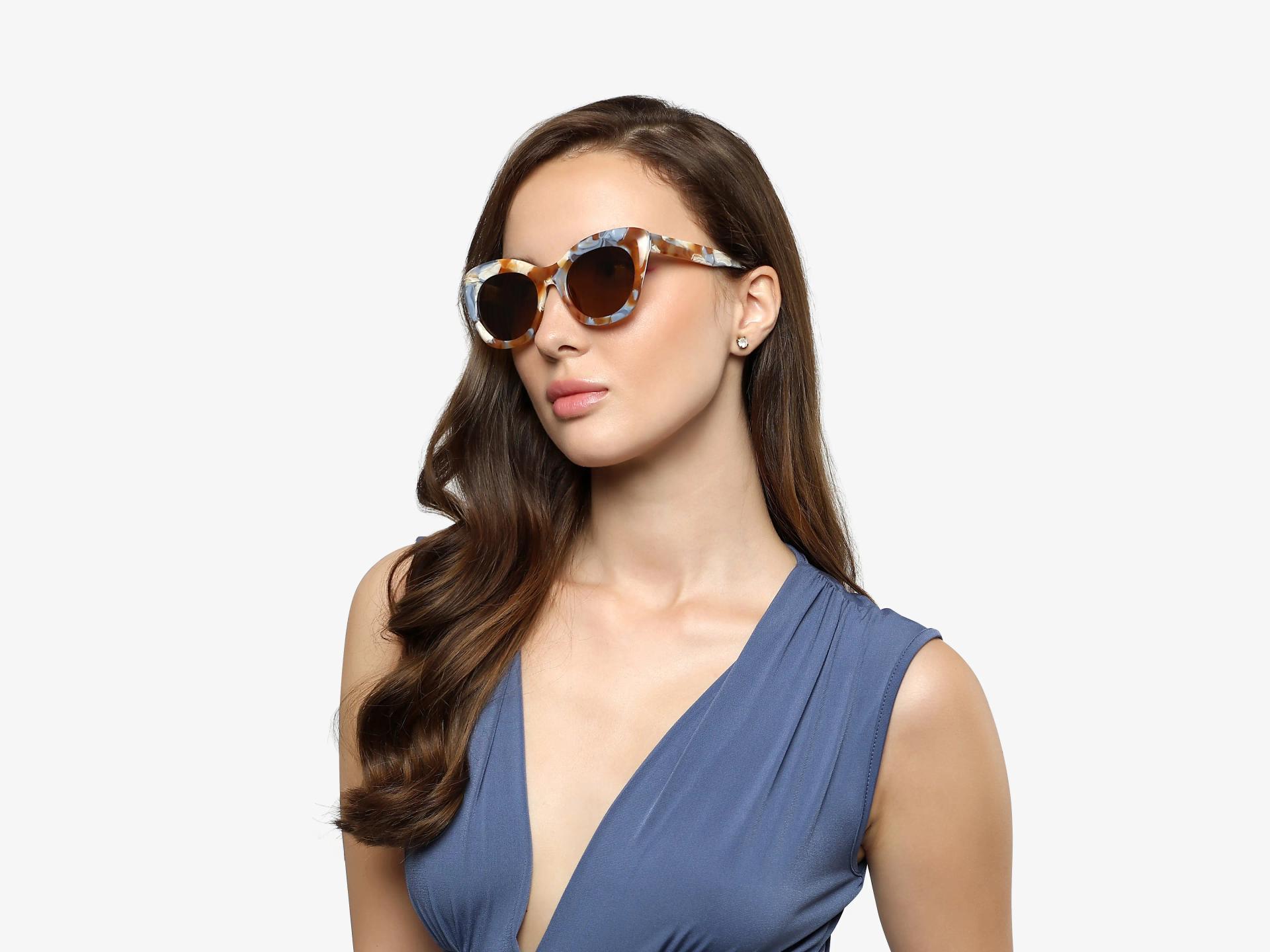 Caramel Marble Cat-Eye Frame With Brown Tint Sunglasses