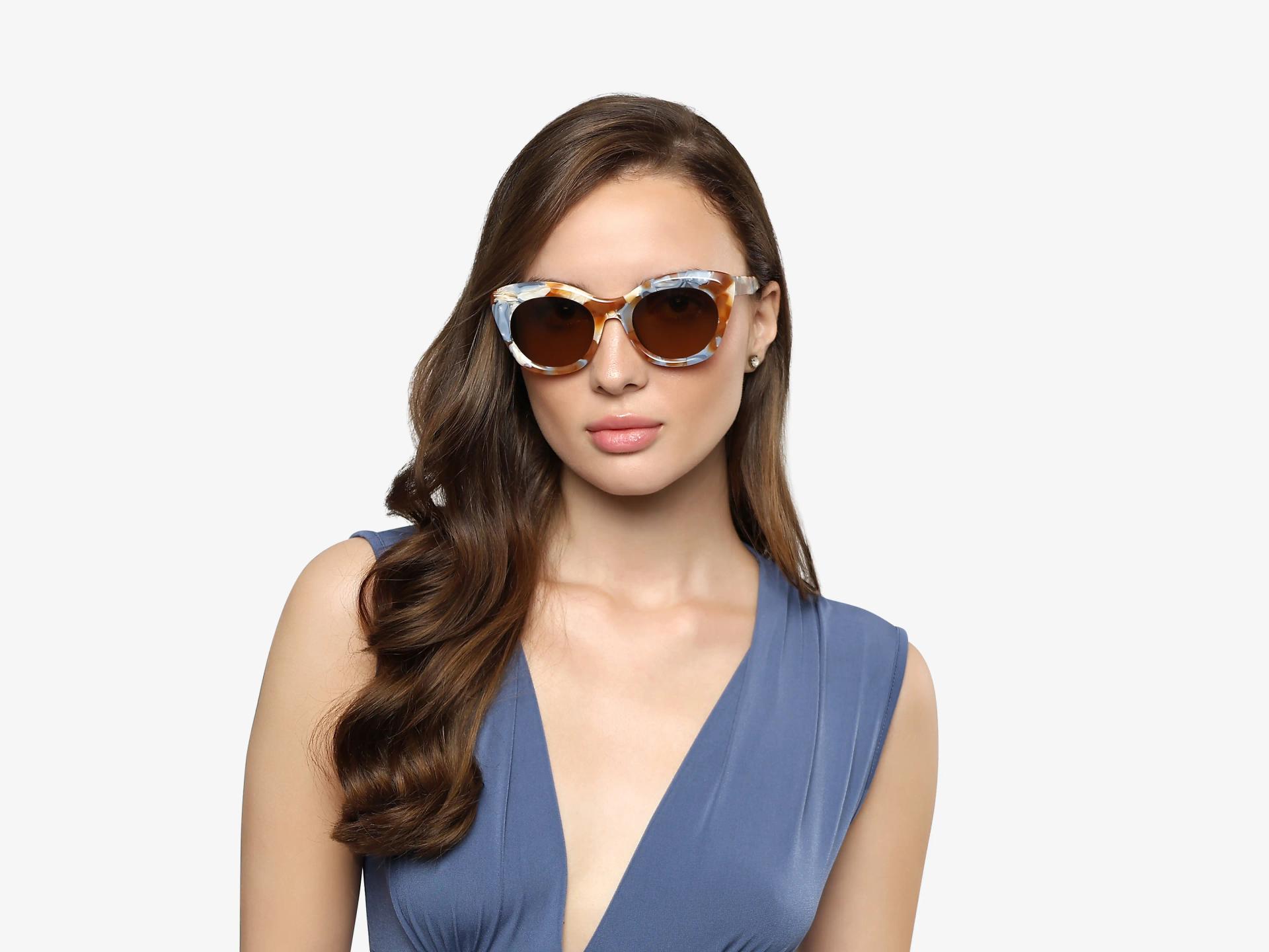 Caramel Marble Cat-Eye Frame With Brown Tint Sunglasses
