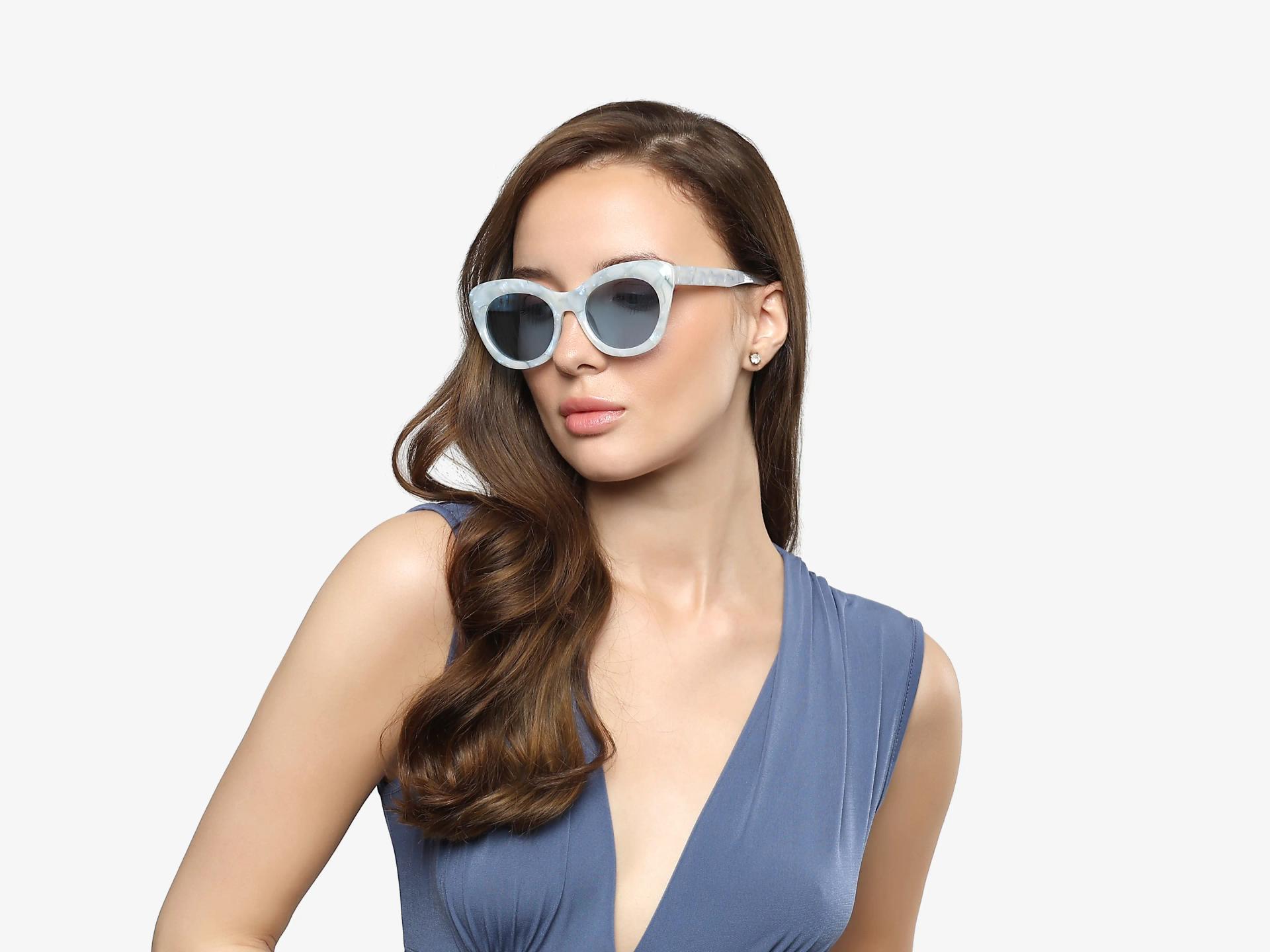 Blue Marble Cat-eye Frame With Blue Tint Sunglasses