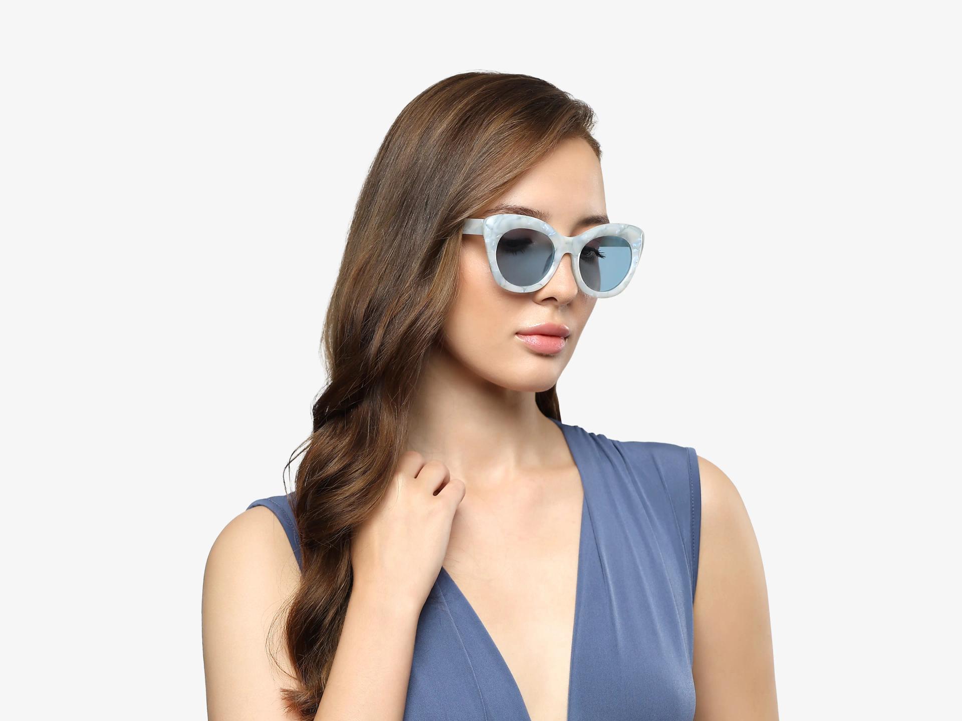 Blue Marble Cat-eye Frame With Blue Tint Sunglasses