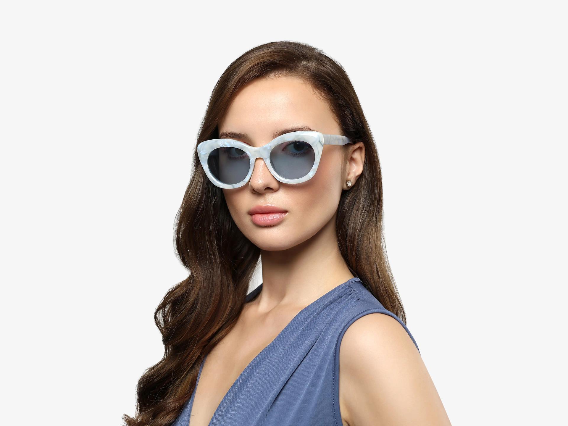 Blue Marble Cat-eye Frame With Blue Tint Sunglasses