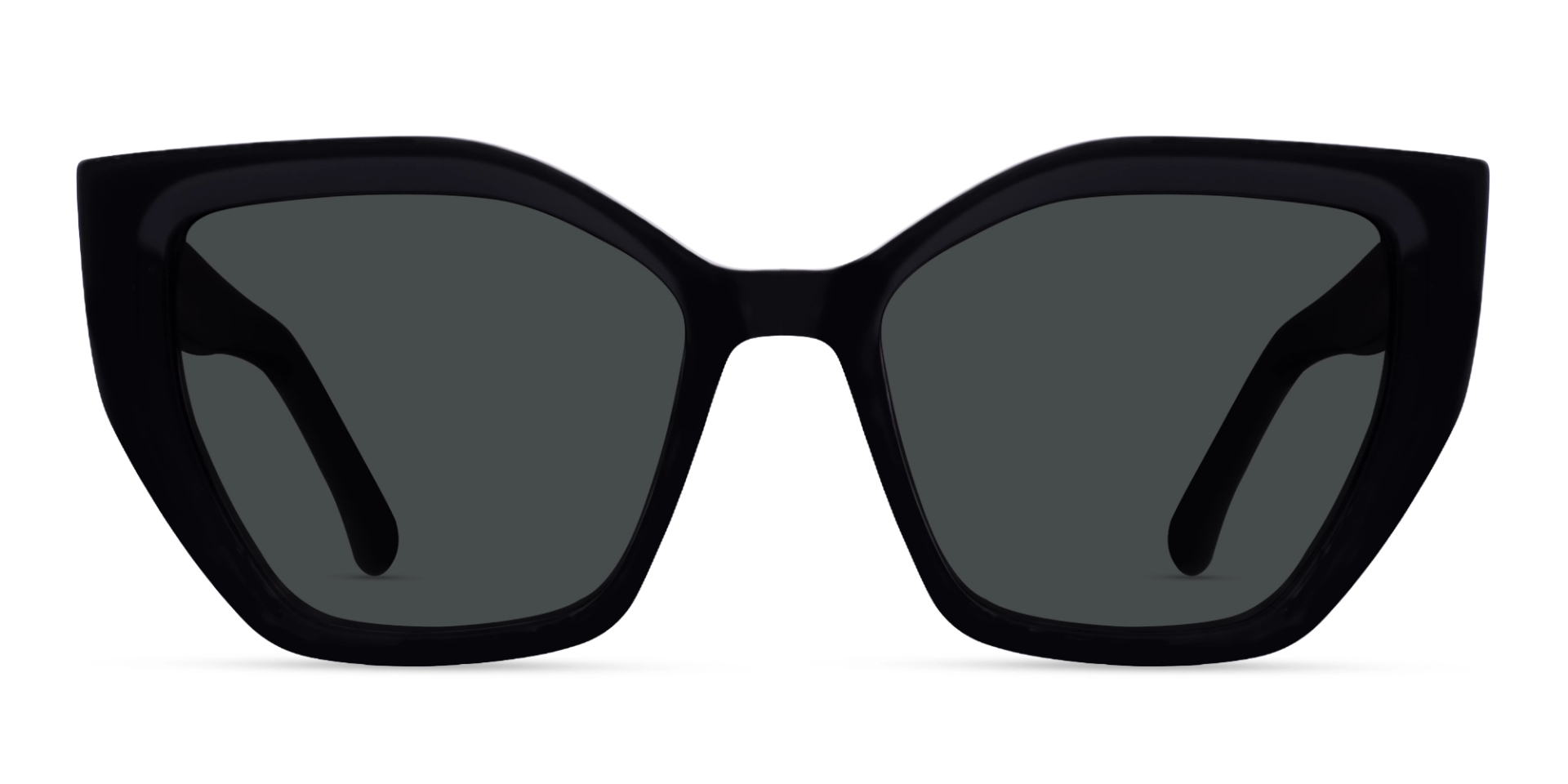 Large Black Cat-eye Frame With Grey Tint Sunglasses
