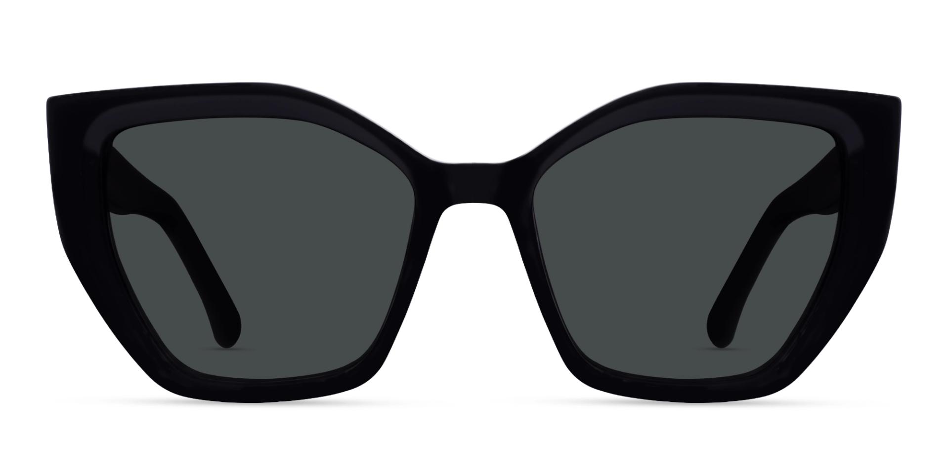 Large Black Cat-eye Frame With Grey Tint Sunglasses