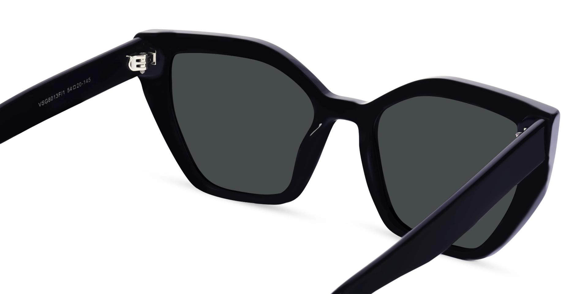 Large Black Cat-eye Frame With Grey Tint Sunglasses