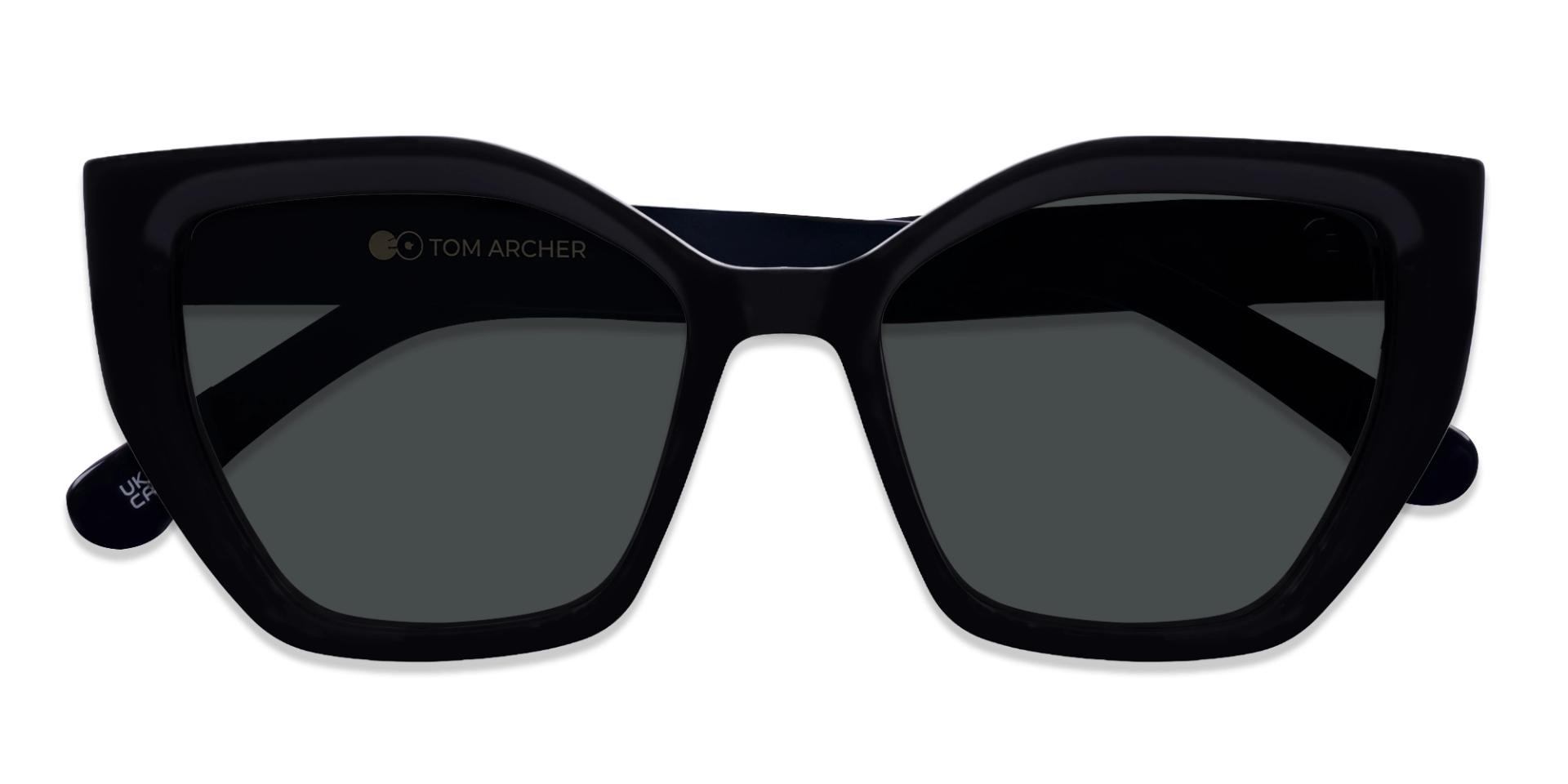 Large Black Cat-eye Frame With Grey Tint Sunglasses