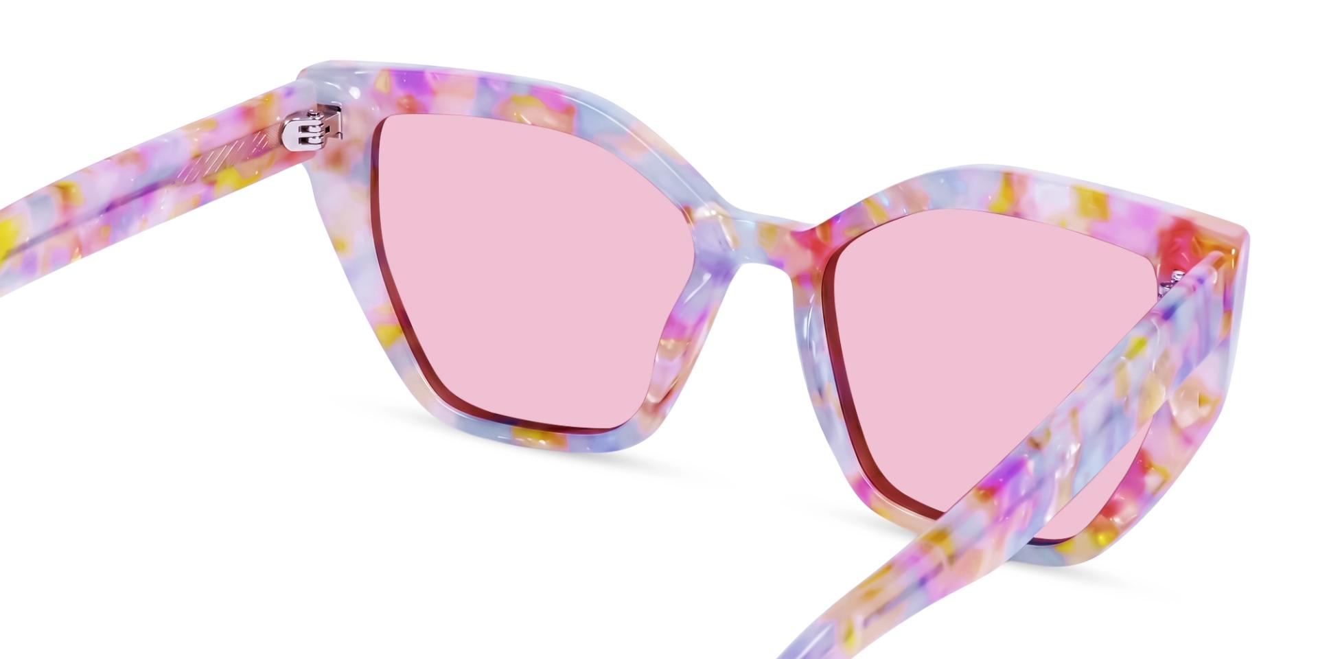 Unicorn Marble Cat-eye Frame With Pink Tint Sunglasses