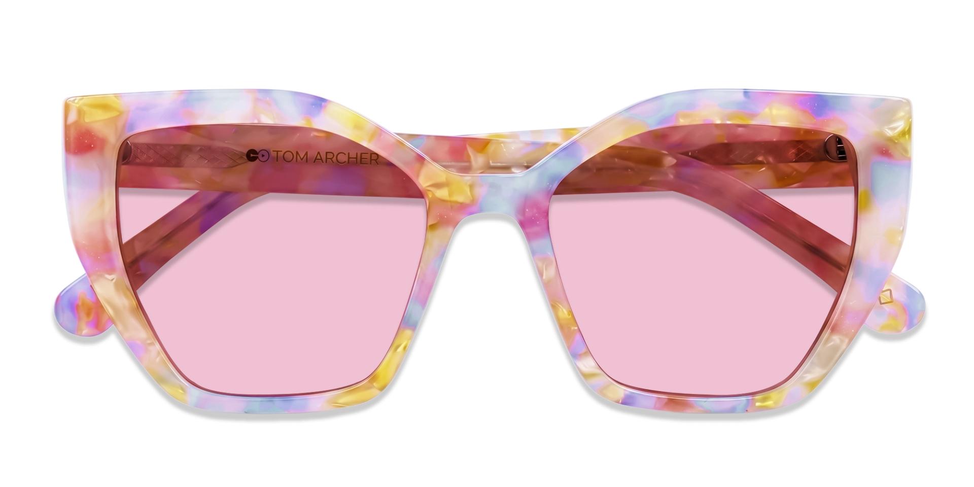 Unicorn Marble Cat-eye Frame With Pink Tint Sunglasses