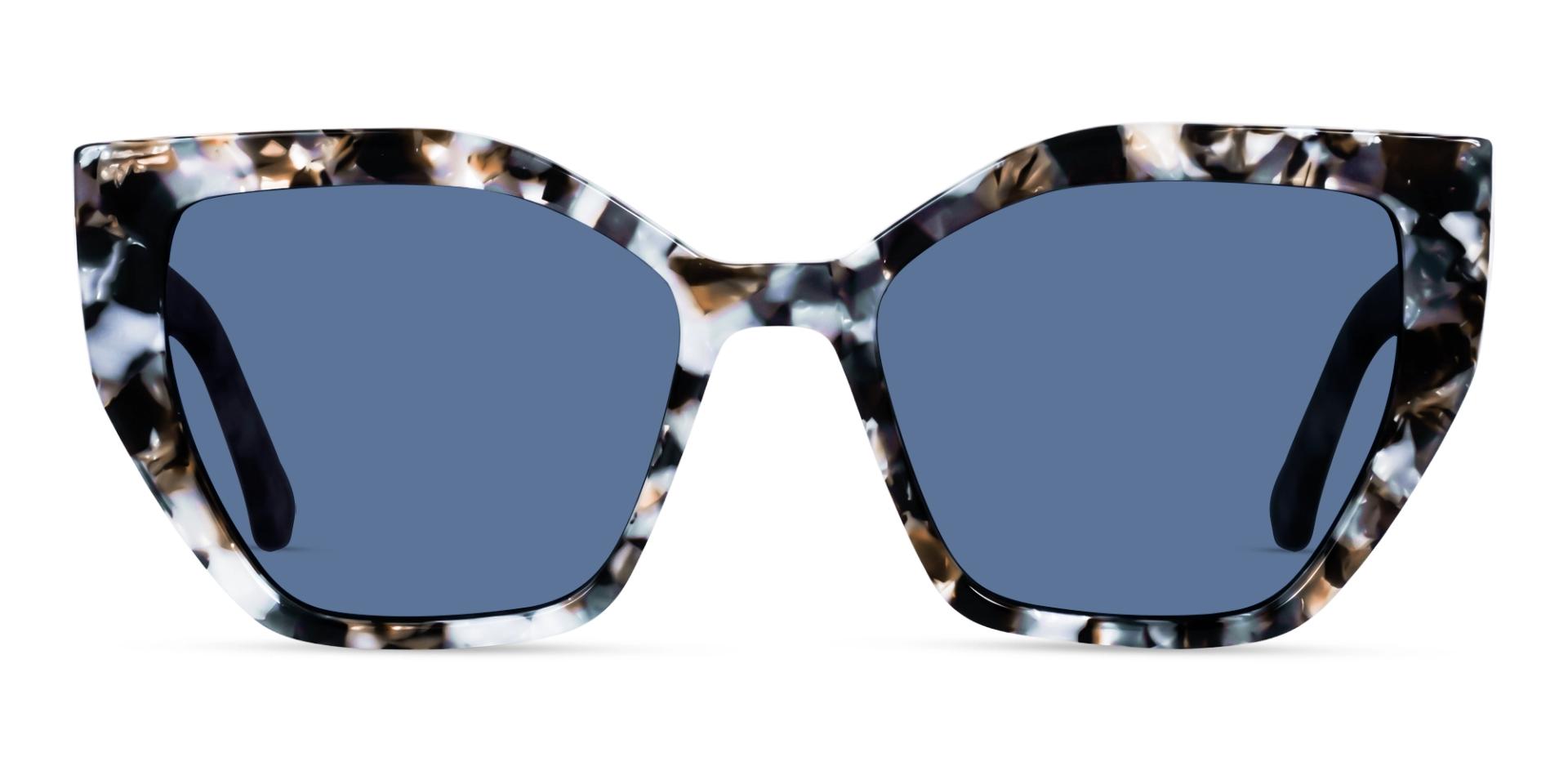 Grey Terrazzo Cat-eye Frame With Blue Tint Sunglasses