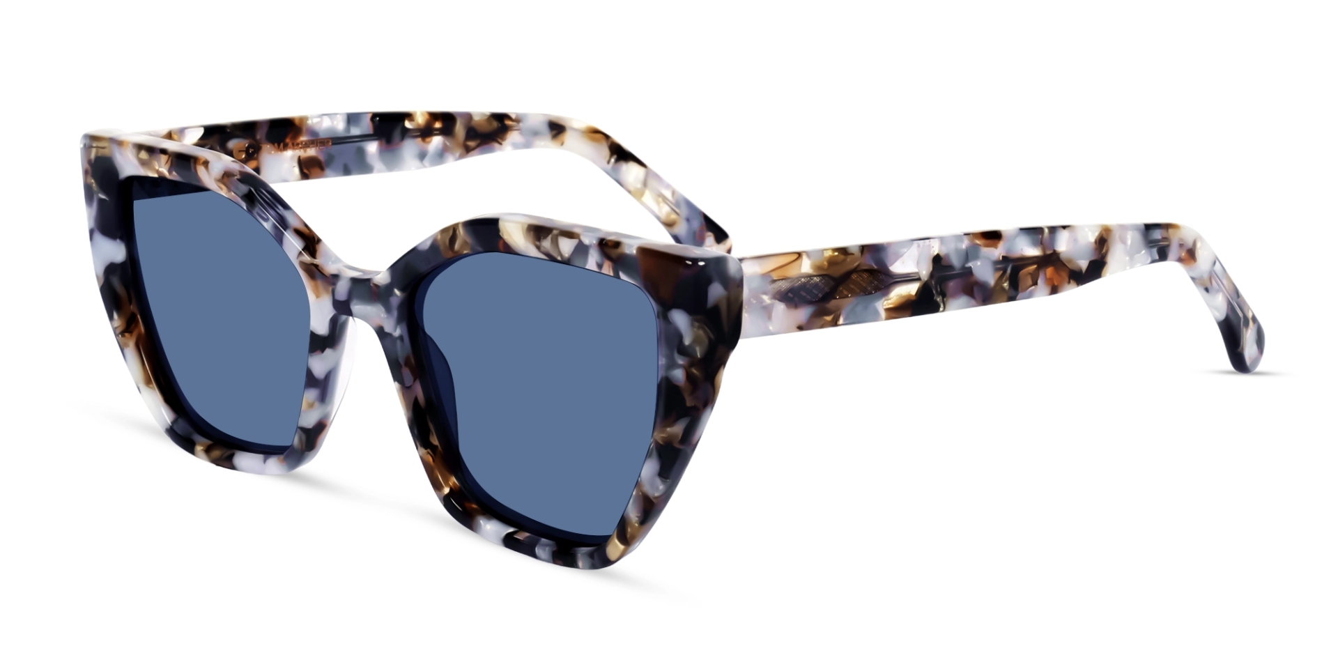 Grey Terrazzo Cat-eye Frame With Blue Tint Sunglasses Grey Terrazzo Cat-eye Frame With Blue Tint Sunglasses