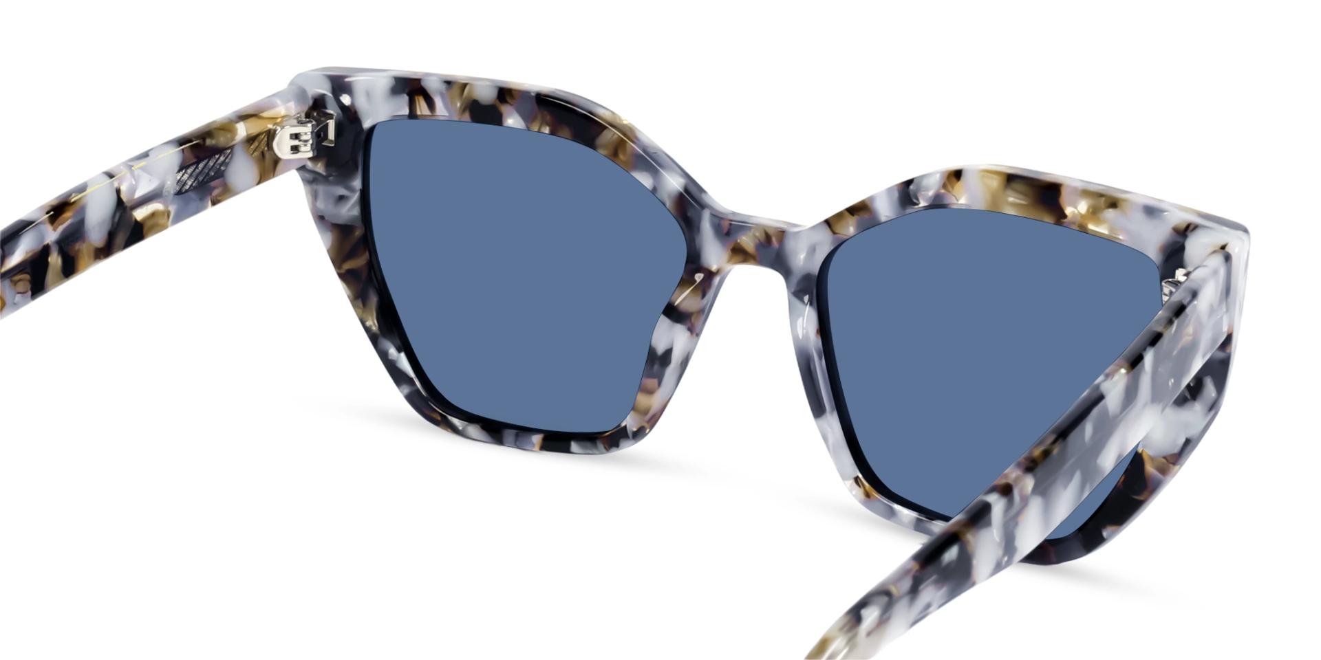 Grey Terrazzo Cat-eye Frame With Blue Tint Sunglasses