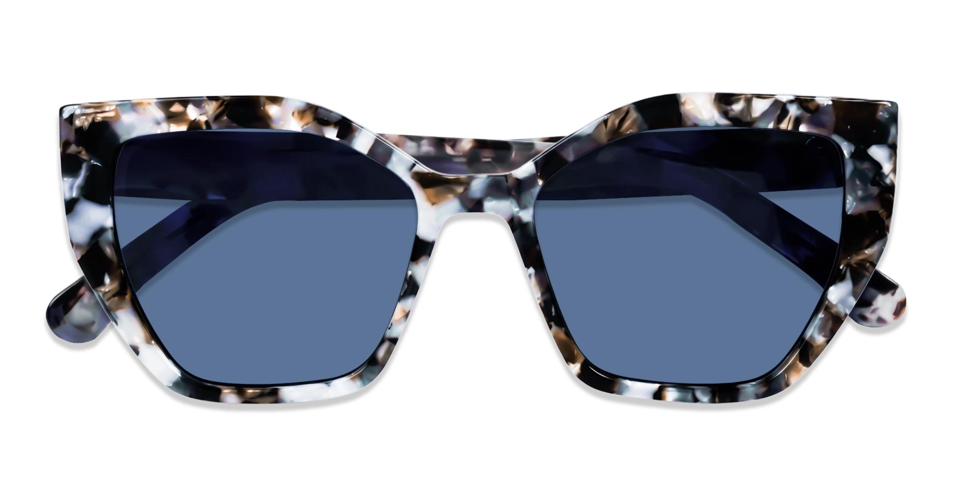 Grey Terrazzo Cat-eye Frame With Blue Tint Sunglasses