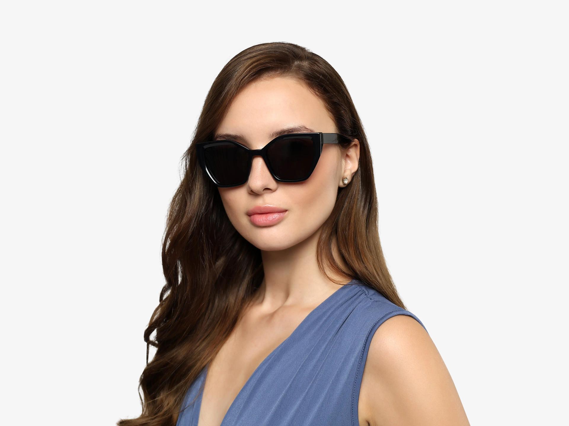 Large Black Cat-eye Frame With Grey Tint Sunglasses