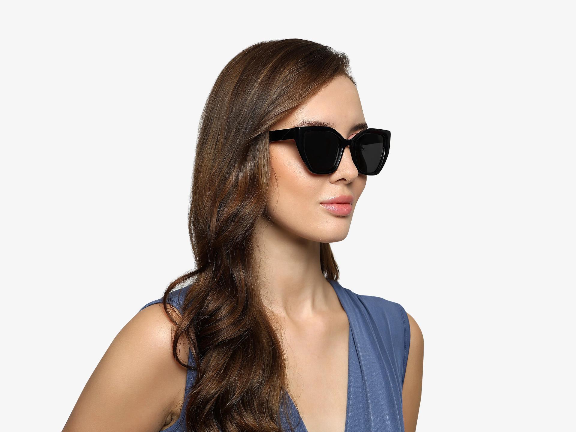 Large Black Cat-eye Frame With Grey Tint Sunglasses