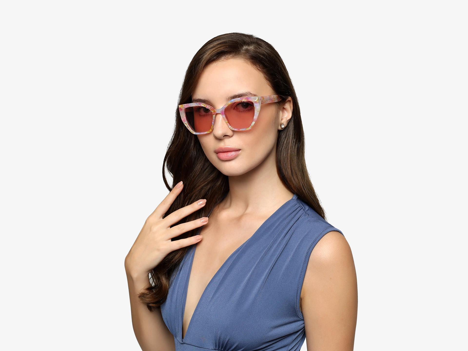 Unicorn Marble Cat-eye Frame With Pink Tint Sunglasses