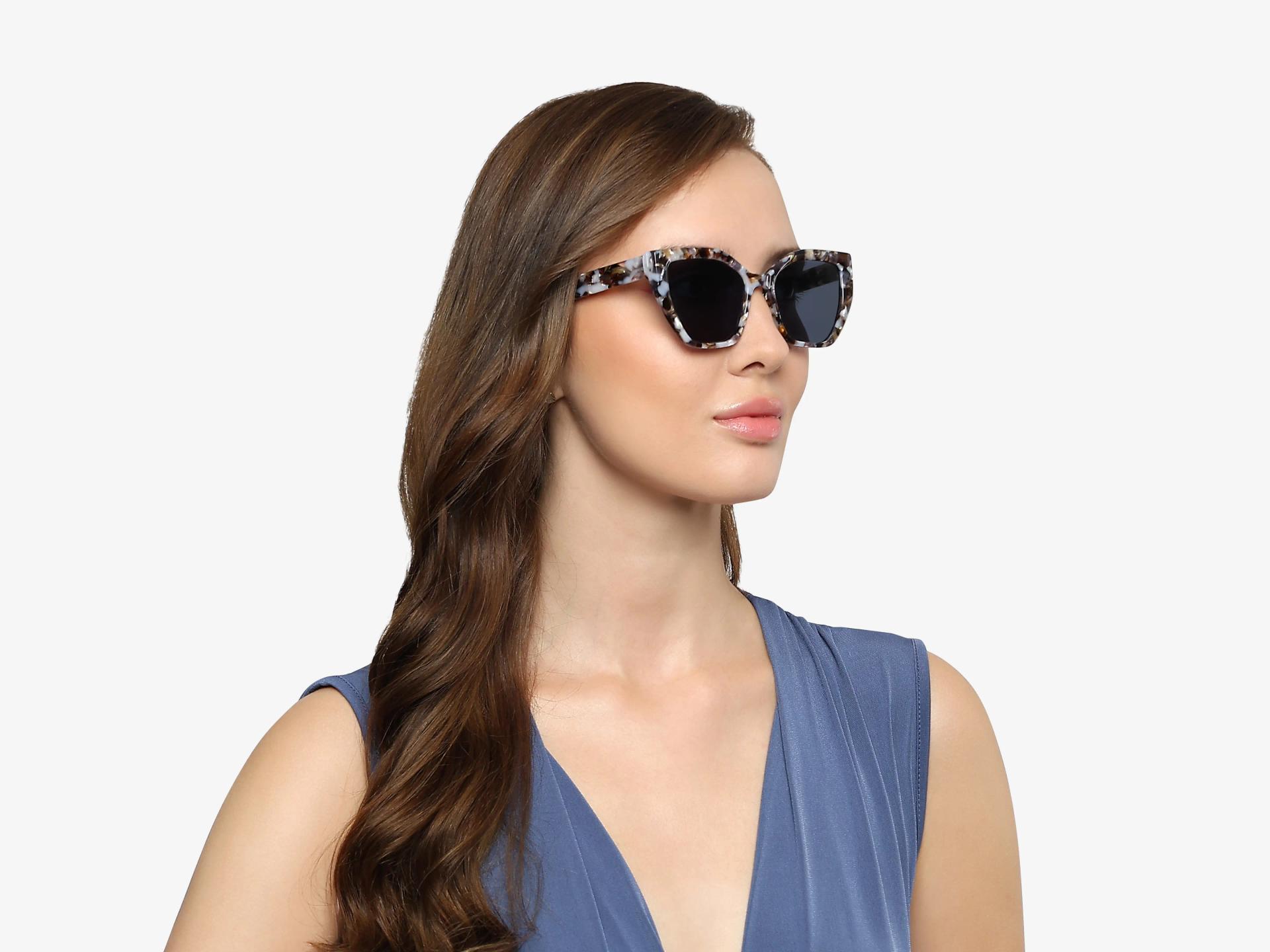Grey Terrazzo Cat-eye Frame With Blue Tint Sunglasses