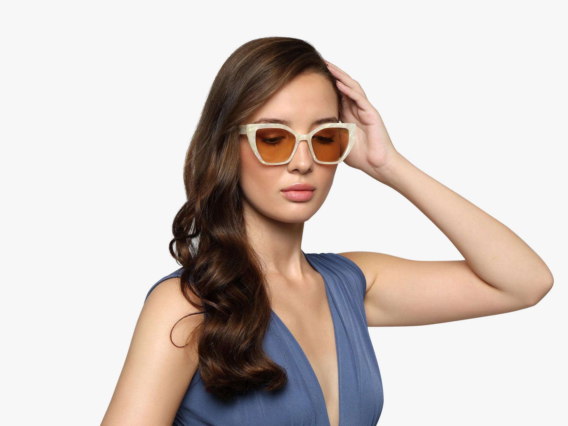 Pearl White Marble Frame With Brown Tint Sunglasses