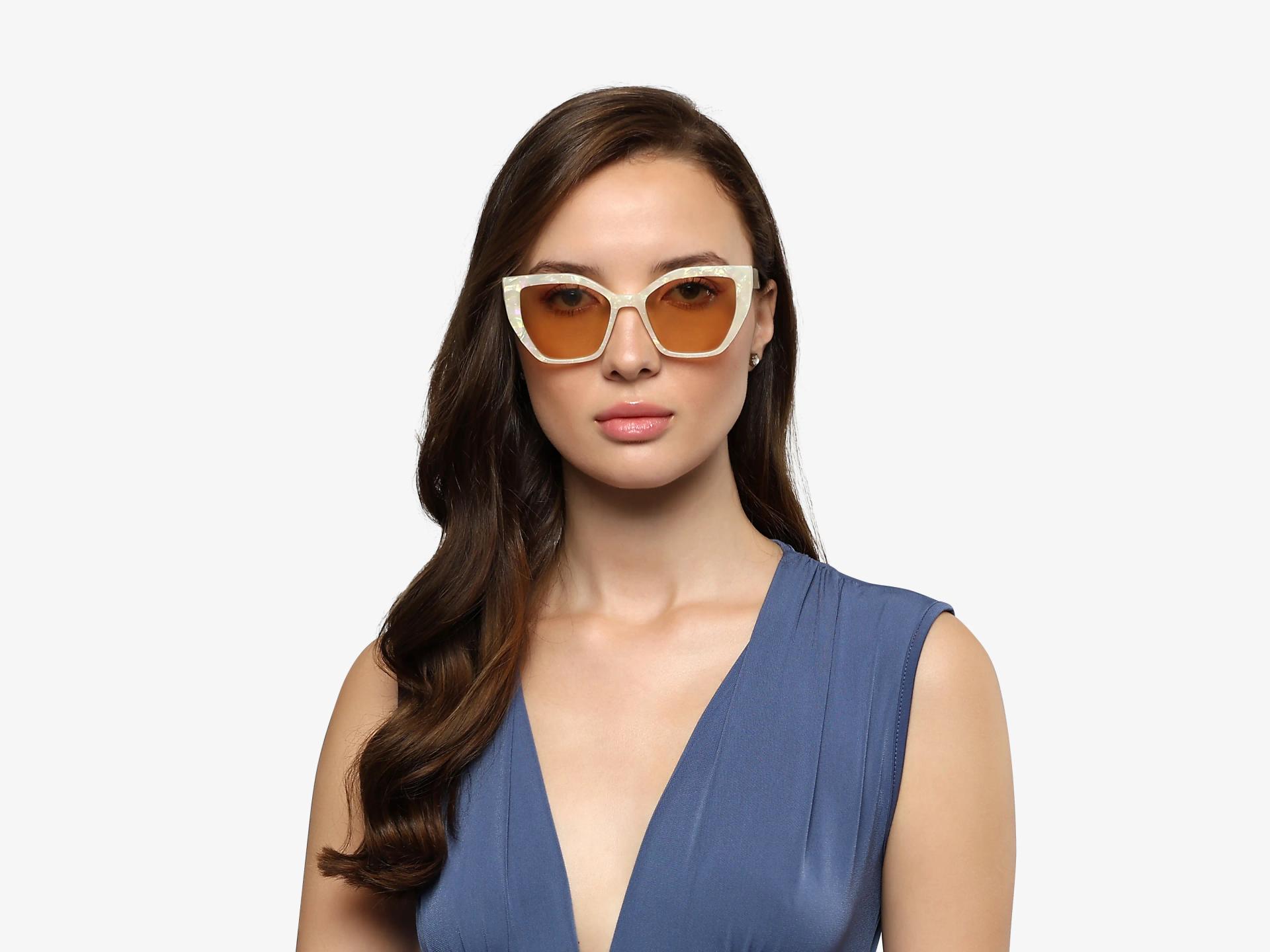 Pearl White Marble Frame With Brown Tint Sunglasses