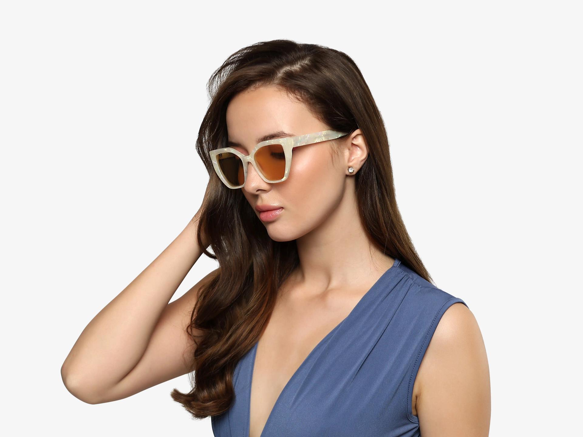 Pearl White Marble Frame With Brown Tint Sunglasses