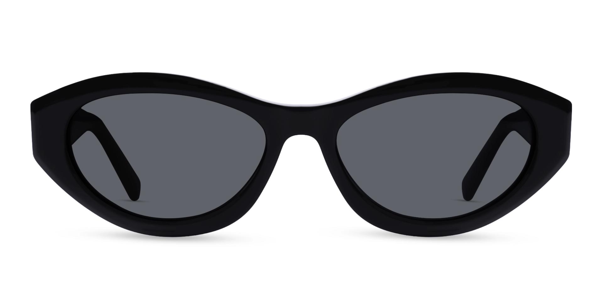 Oval Black Frame With Grey Tint Sunglasses
